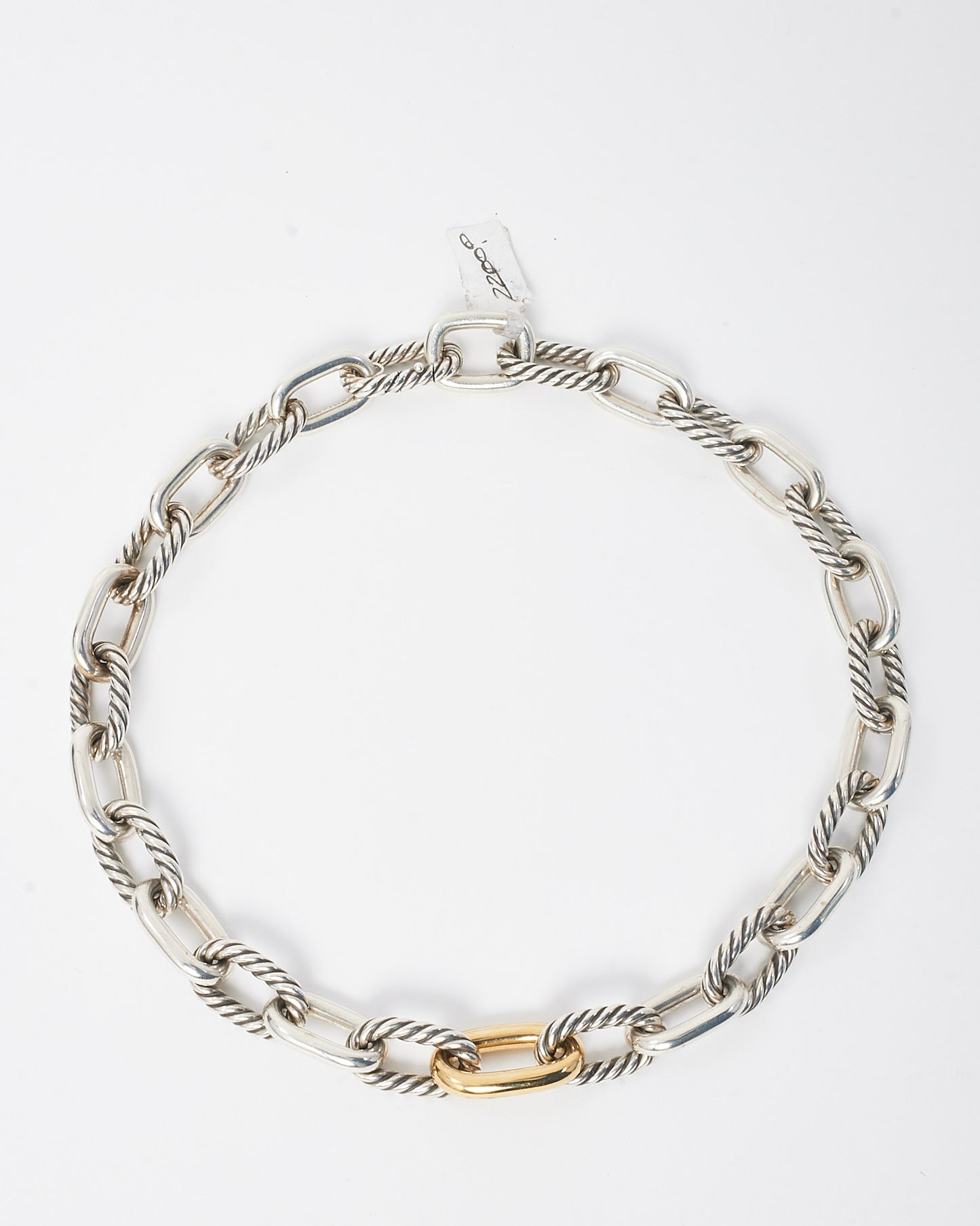 David Yurman Sterling Silver with 18K Yellow Gold DY Madison 13.5mm Chain Necklace