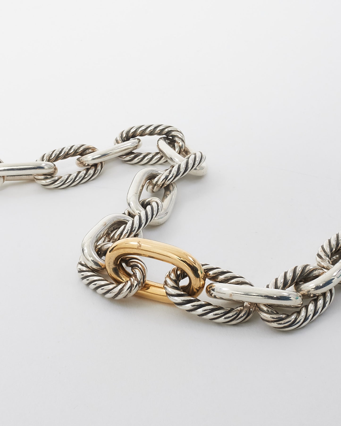 David Yurman Sterling Silver with 18K Yellow Gold DY Madison 13.5mm Chain Necklace