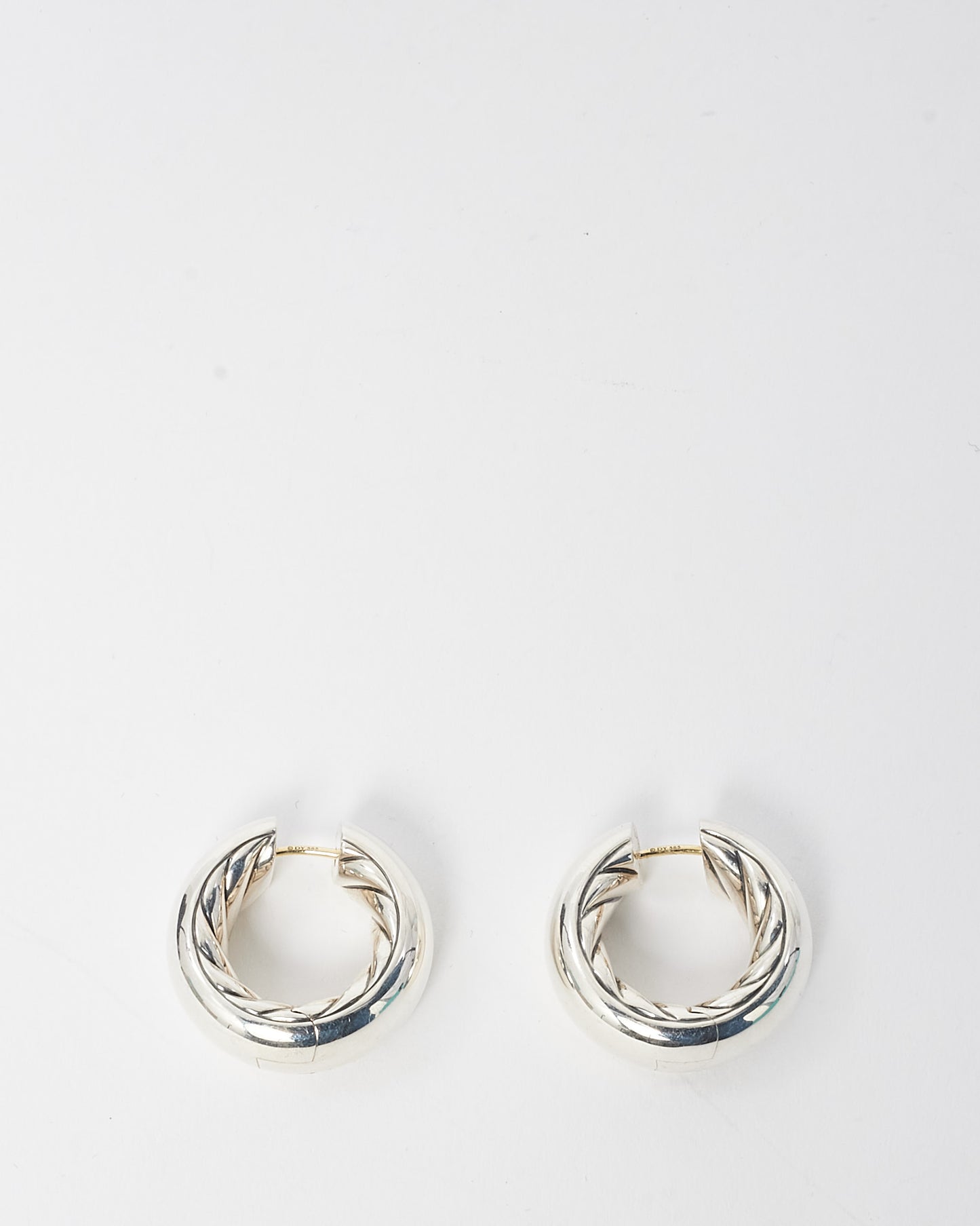 David Yurman Sterling Silver 13.4mm DY Mercer Micro Hoop Earrings