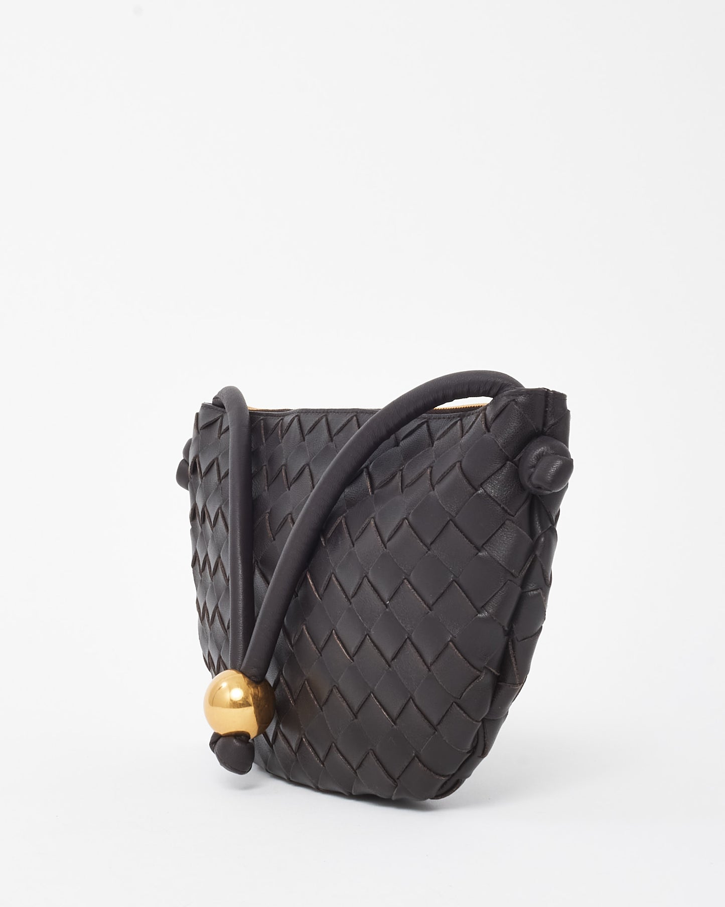 Bottega Veneta Brown (Fondant) Intrecciato Leather Small Turn Pouch Bag