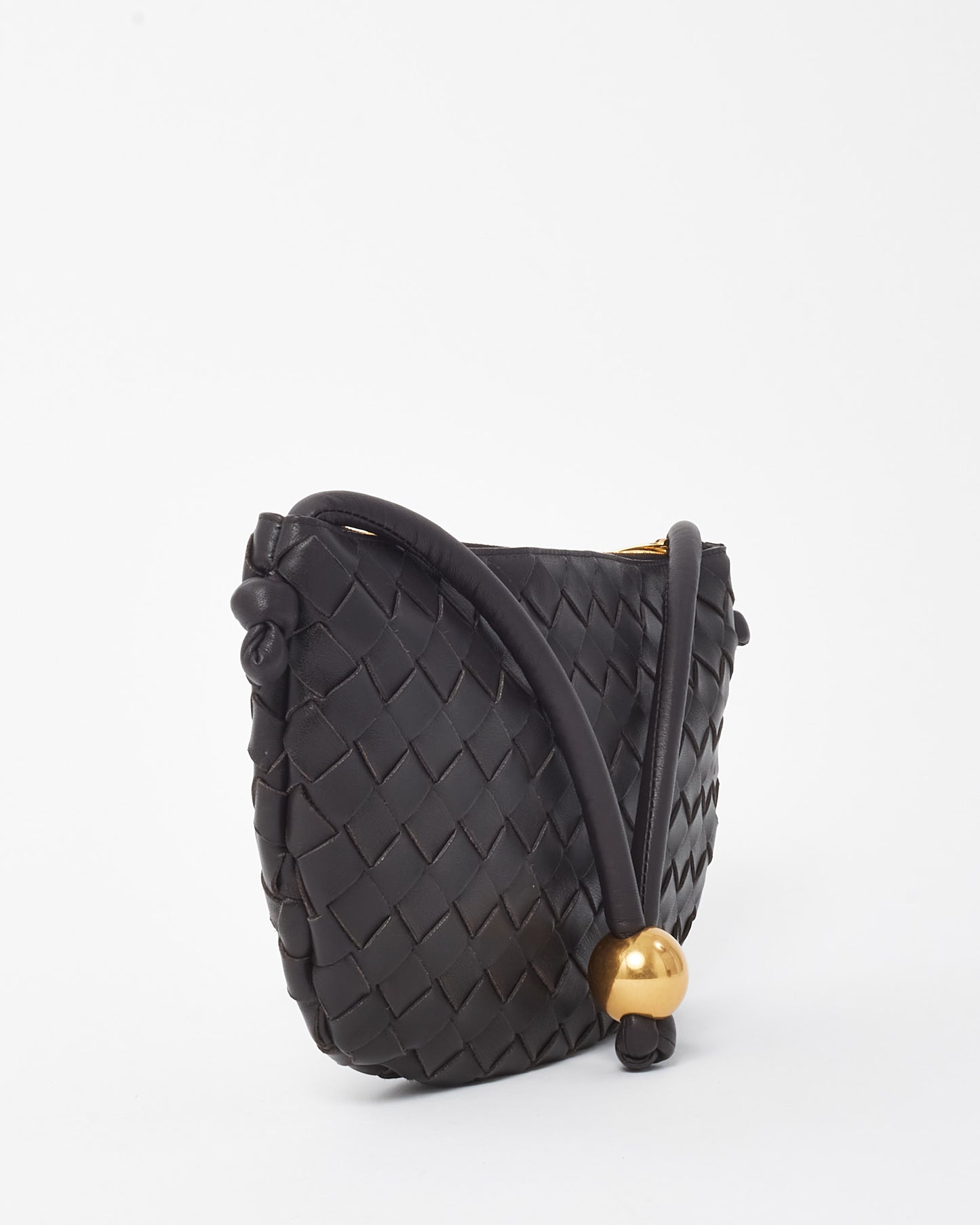 Bottega Veneta Brown (Fondant) Intrecciato Leather Small Turn Pouch Bag