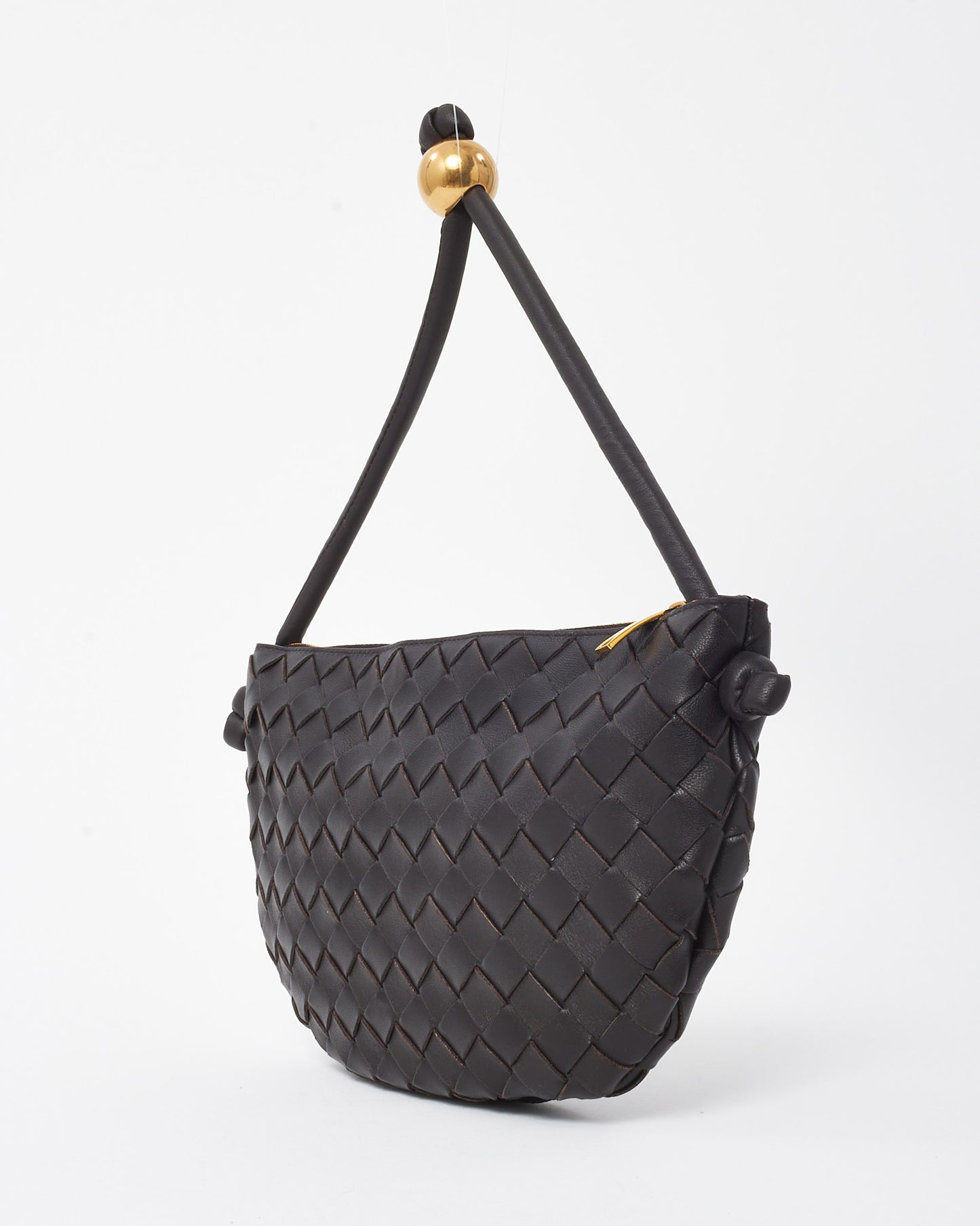 Bottega Veneta Brown (Fondant) Intrecciato Leather Small Turn Pouch Bag