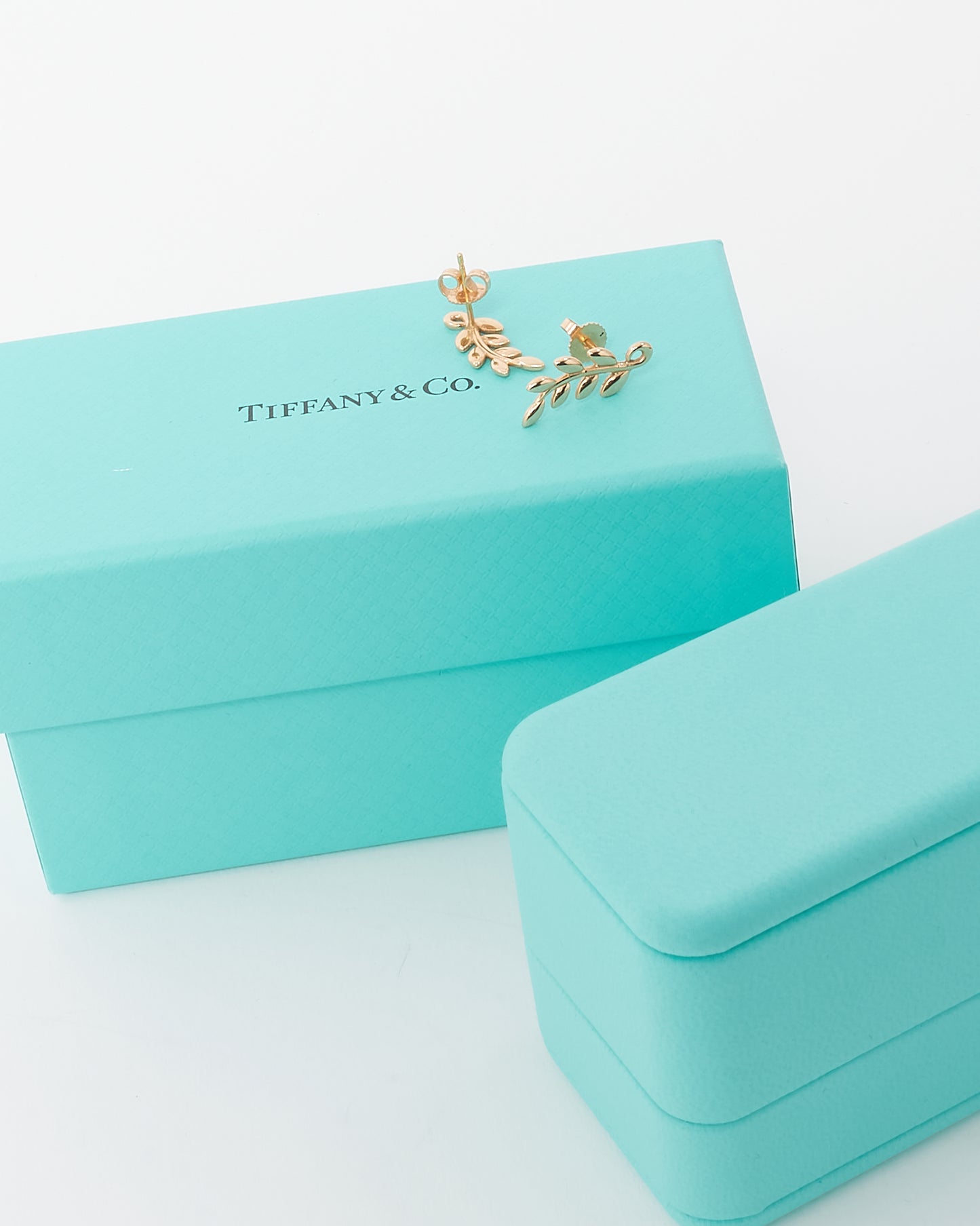 Tiffany & Co. 18K Rose Paloma Picasso Gold Olive Leaf Climber Earrings