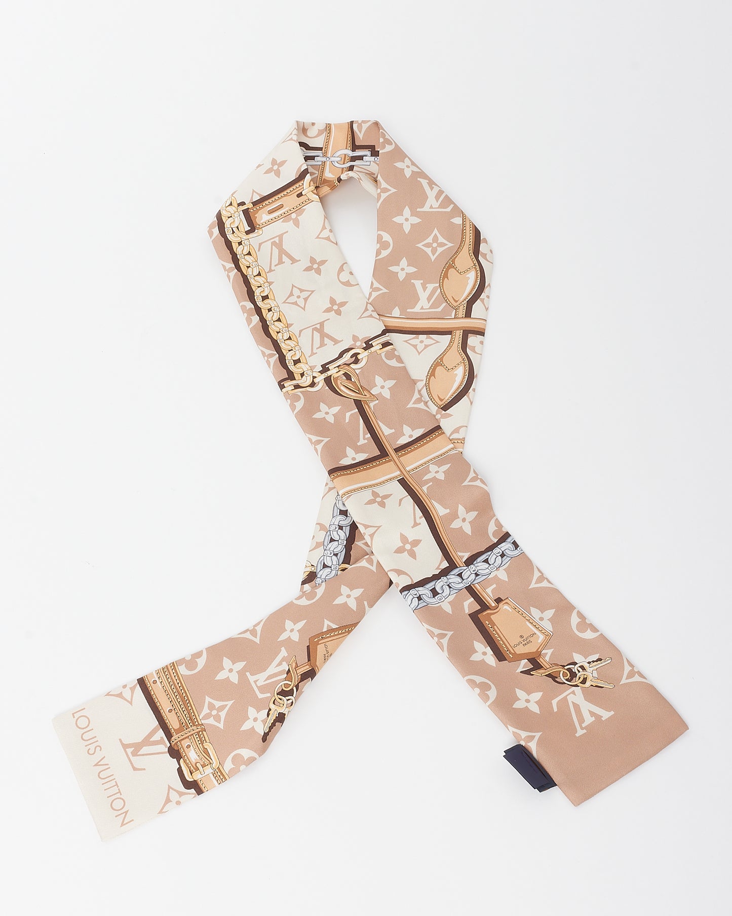 Louis Vuitton Pink "Dune" Monogram Confidential Silk Bandeau Twilly Scarf