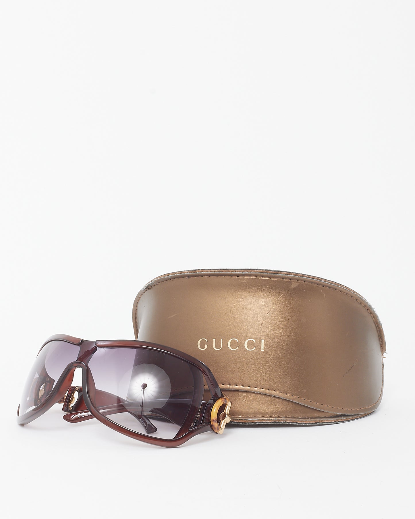 Gucci Vintage Brown Bamboo Horsebit GG3035/S Shield Sunglasses
