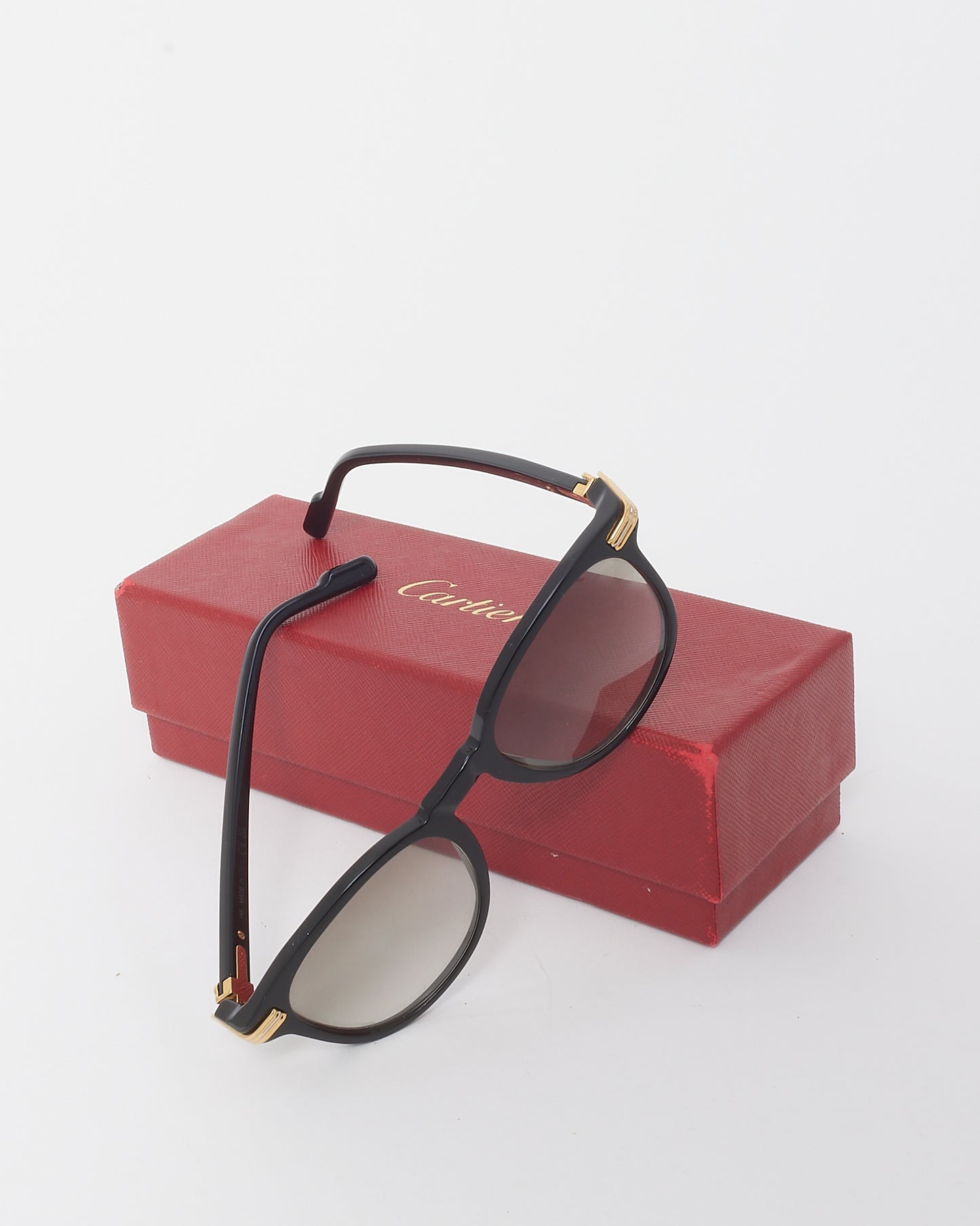 Cartier Men's Black Round Wayfarer Blue Lens CT0221O Prescription Sunglasses