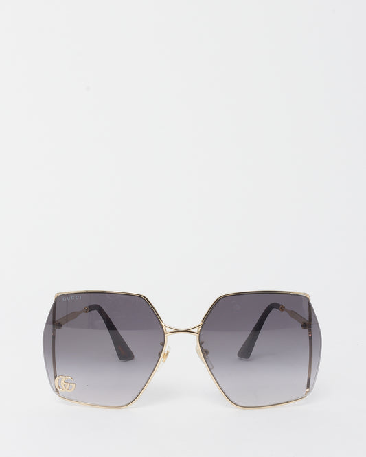 Gucci Gold Oversize Square GG Logo GG0817/S Sunglasses