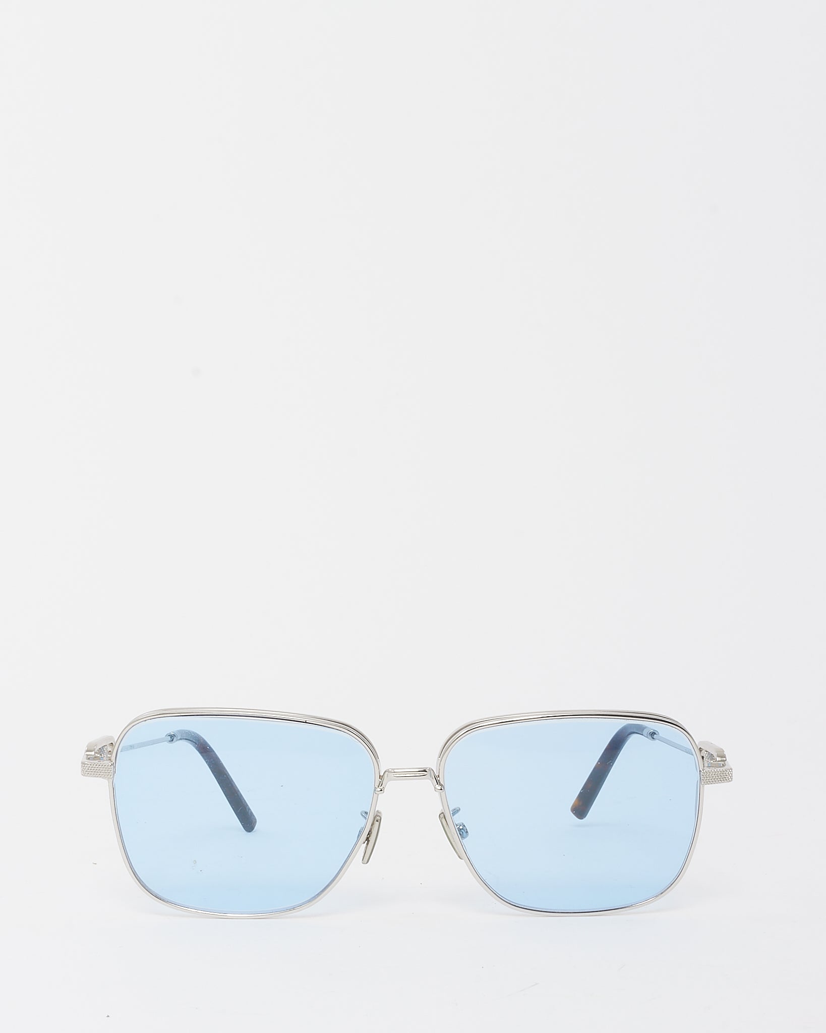 Buy Dior Men's Silver CD Link Blue Lens Square Sunglasses