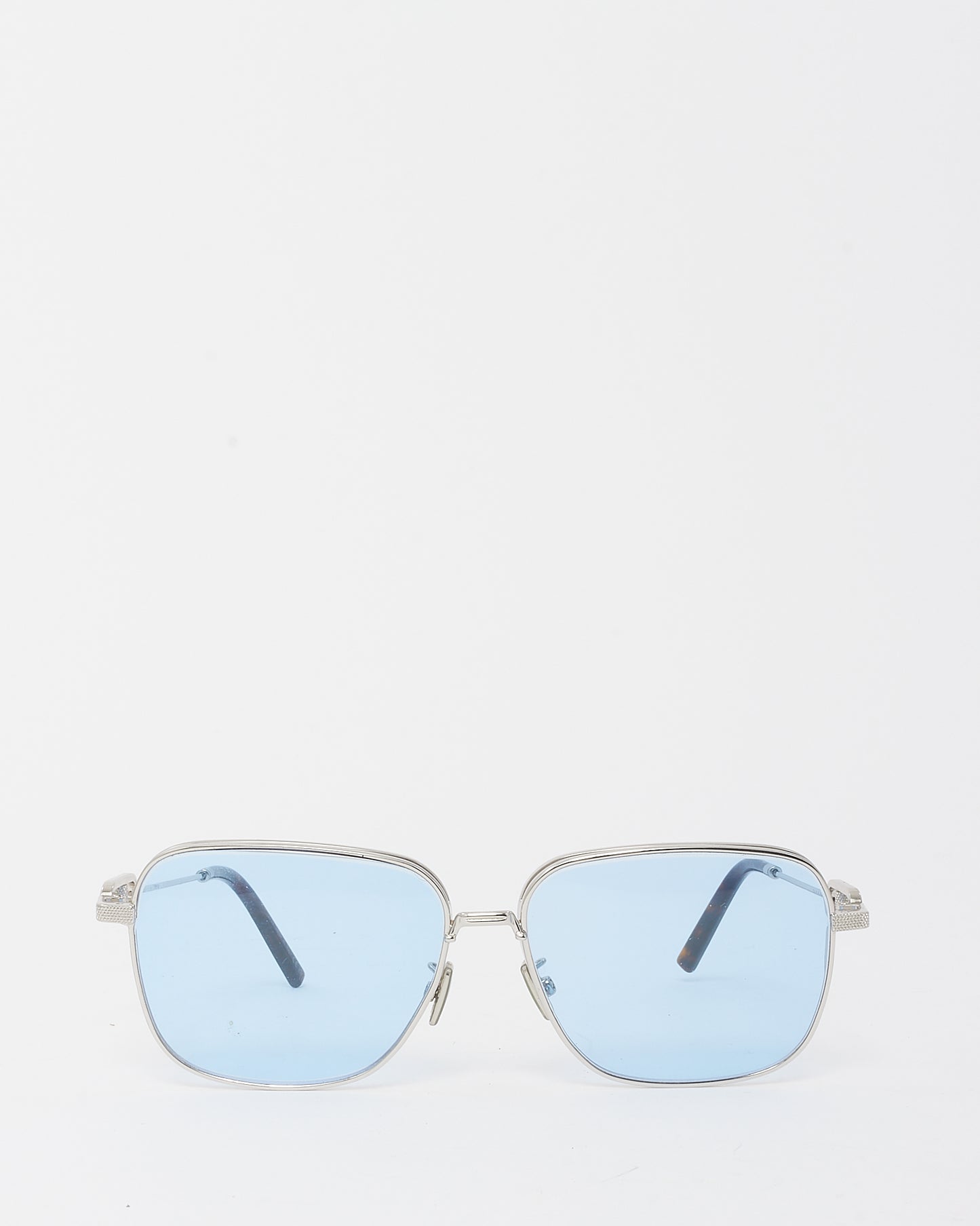 Dior Men's Prescription Silver CD Link Blue Lens Square Sunglasses