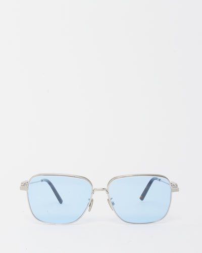 Dior Men's Prescription Silver CD Link Blue Lens Square Sunglasses