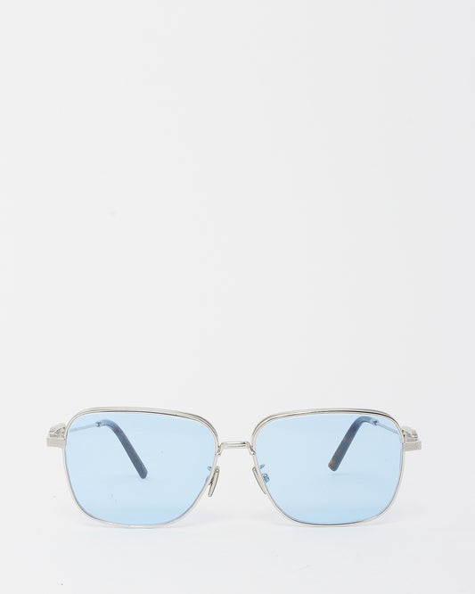 Dior Men's Prescription Silver CD Link Blue Lens Square Sunglasses