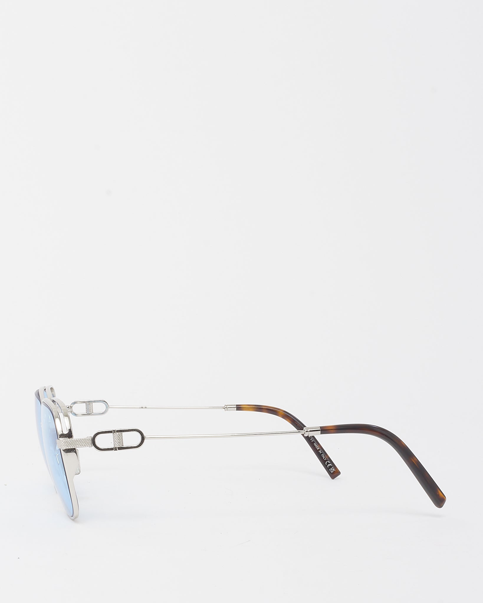 Buy Dior Men's Silver CD Link Blue Lens Square Sunglasses