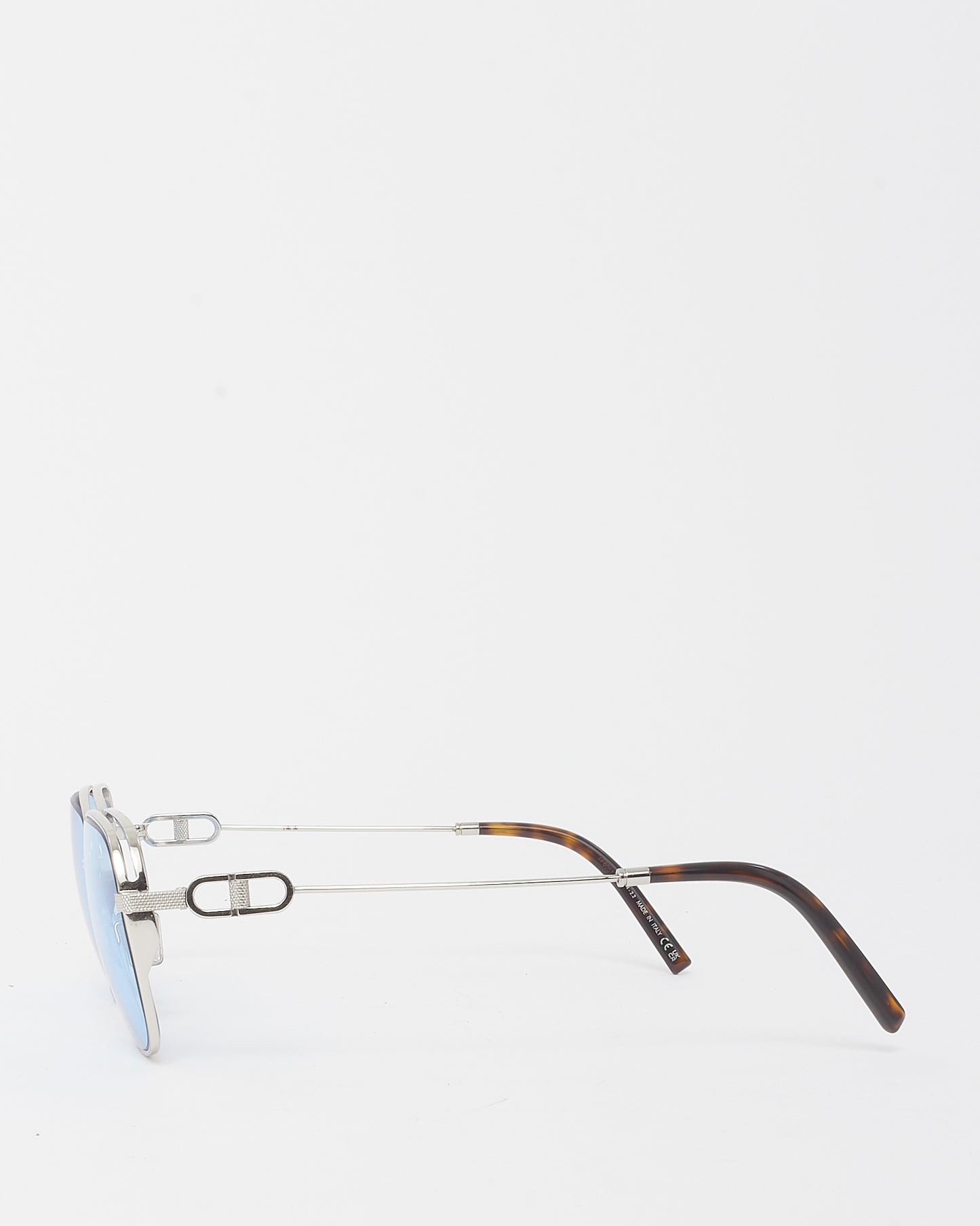 Dior Men's Prescription Silver CD Link Blue Lens Square Sunglasses