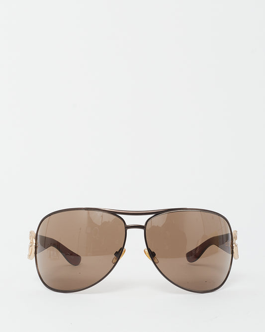 Gucci Vintage Brown and Gold GG Logo GG2834/S Shield Sunglasses