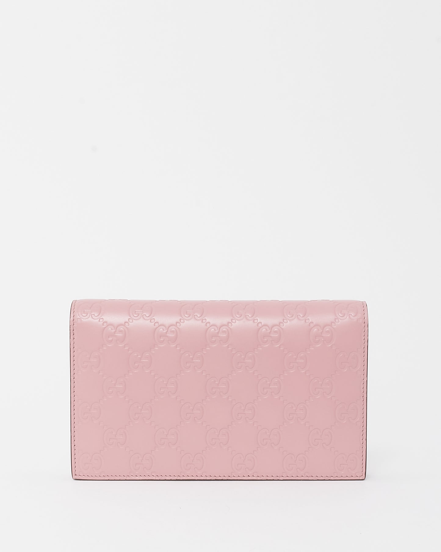 Gucci Pink Guccissima Leather Interlocking G Wallet on Chain WOC Crossbody Bag
