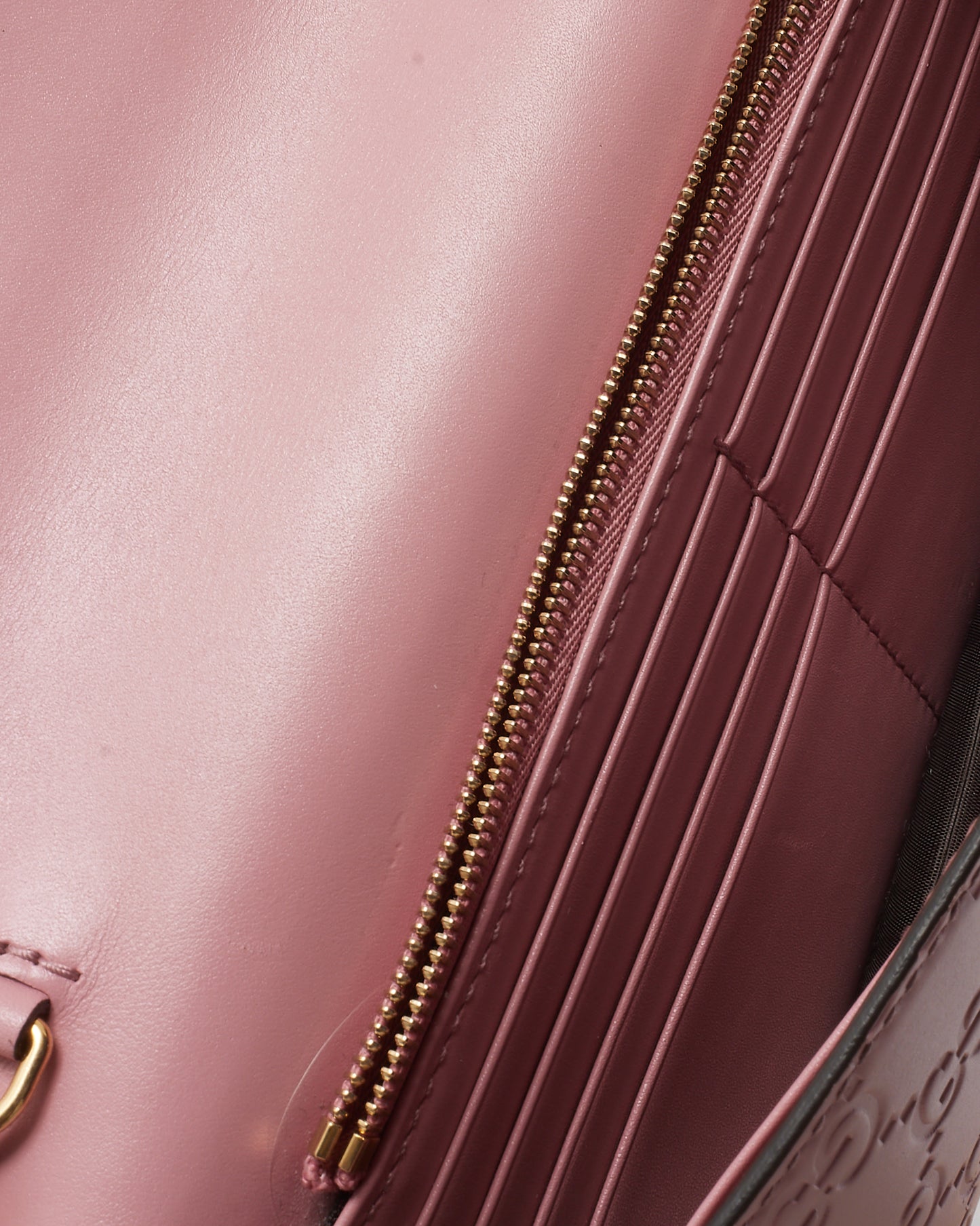 Gucci Pink Guccissima Leather Interlocking G Wallet on Chain WOC Crossbody Bag