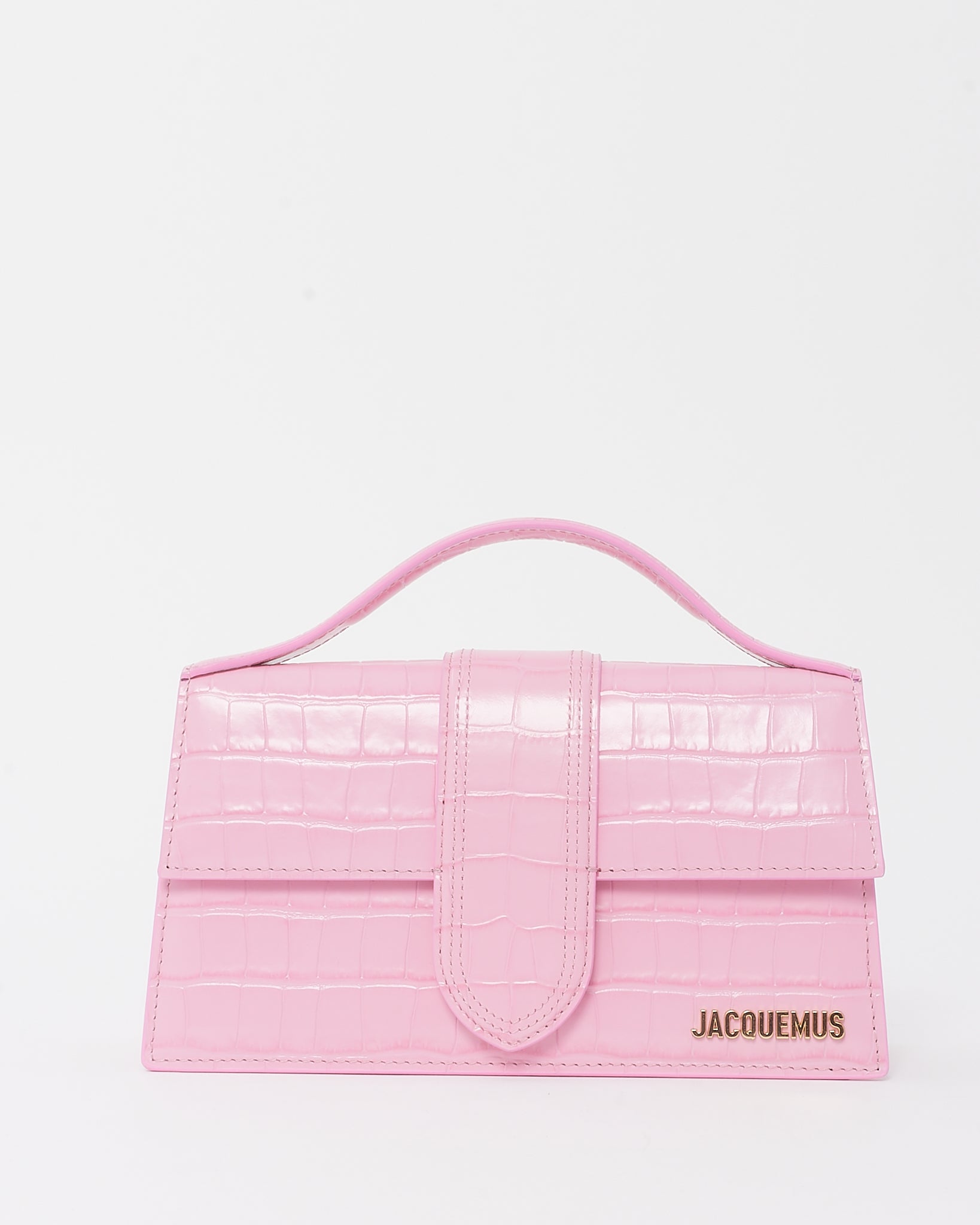 Buy Jacquemus Pink Croc Embossed Leather Le Grand Bambino