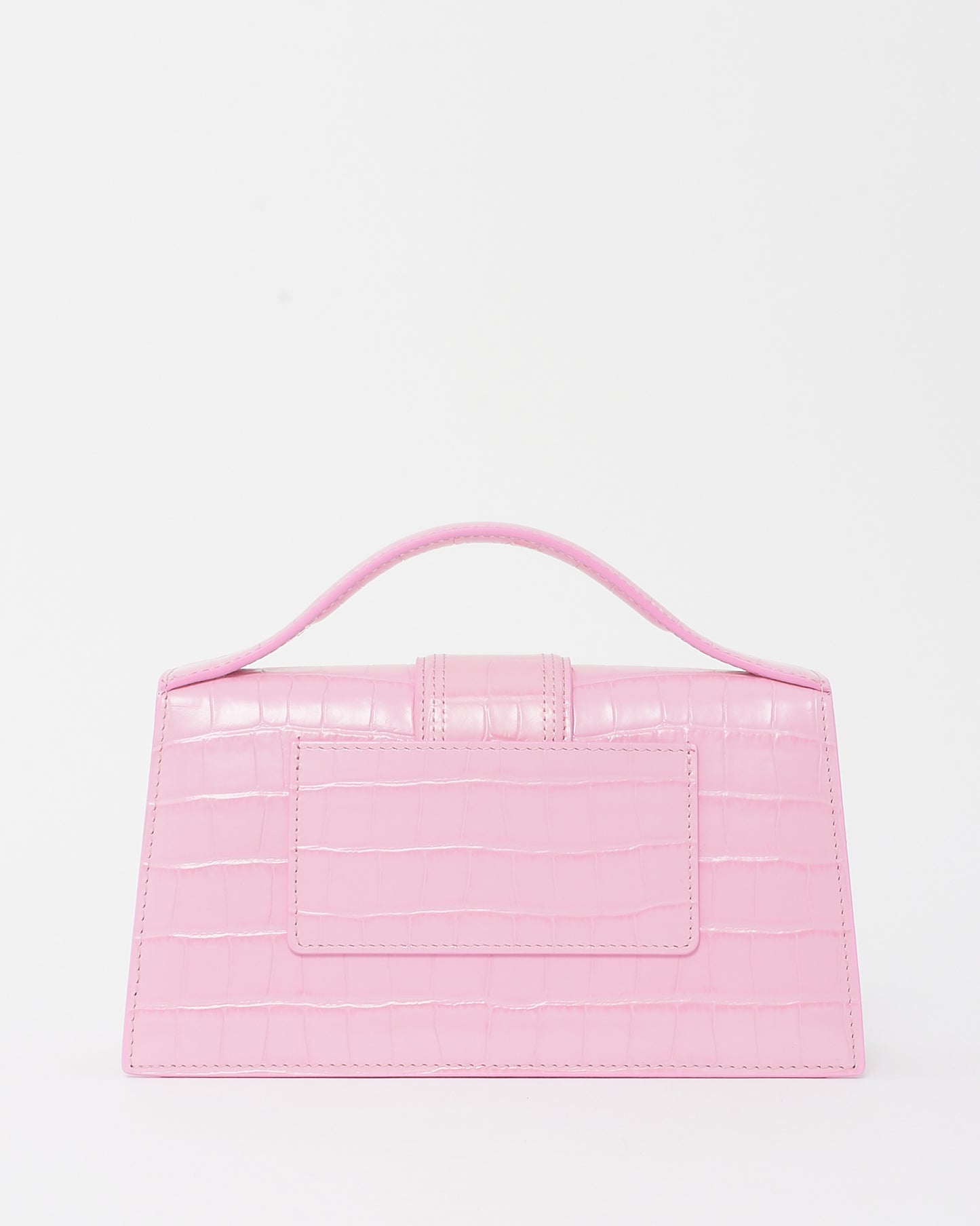 Jacquemus Pink Croc Embossed Leather Le Grand Bambino Bag with Strap