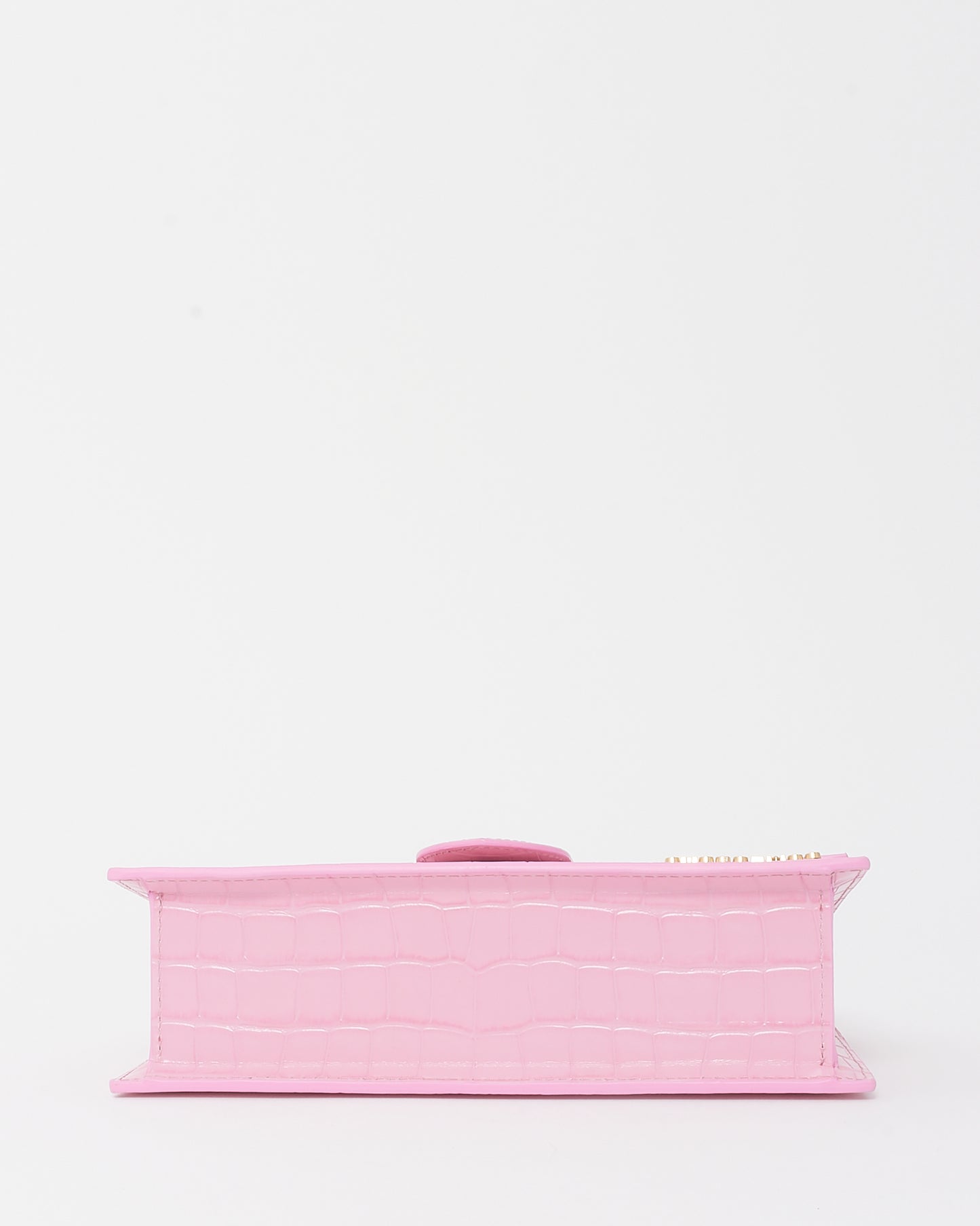 Jacquemus Pink Croc Embossed Leather Le Grand Bambino Bag with Strap