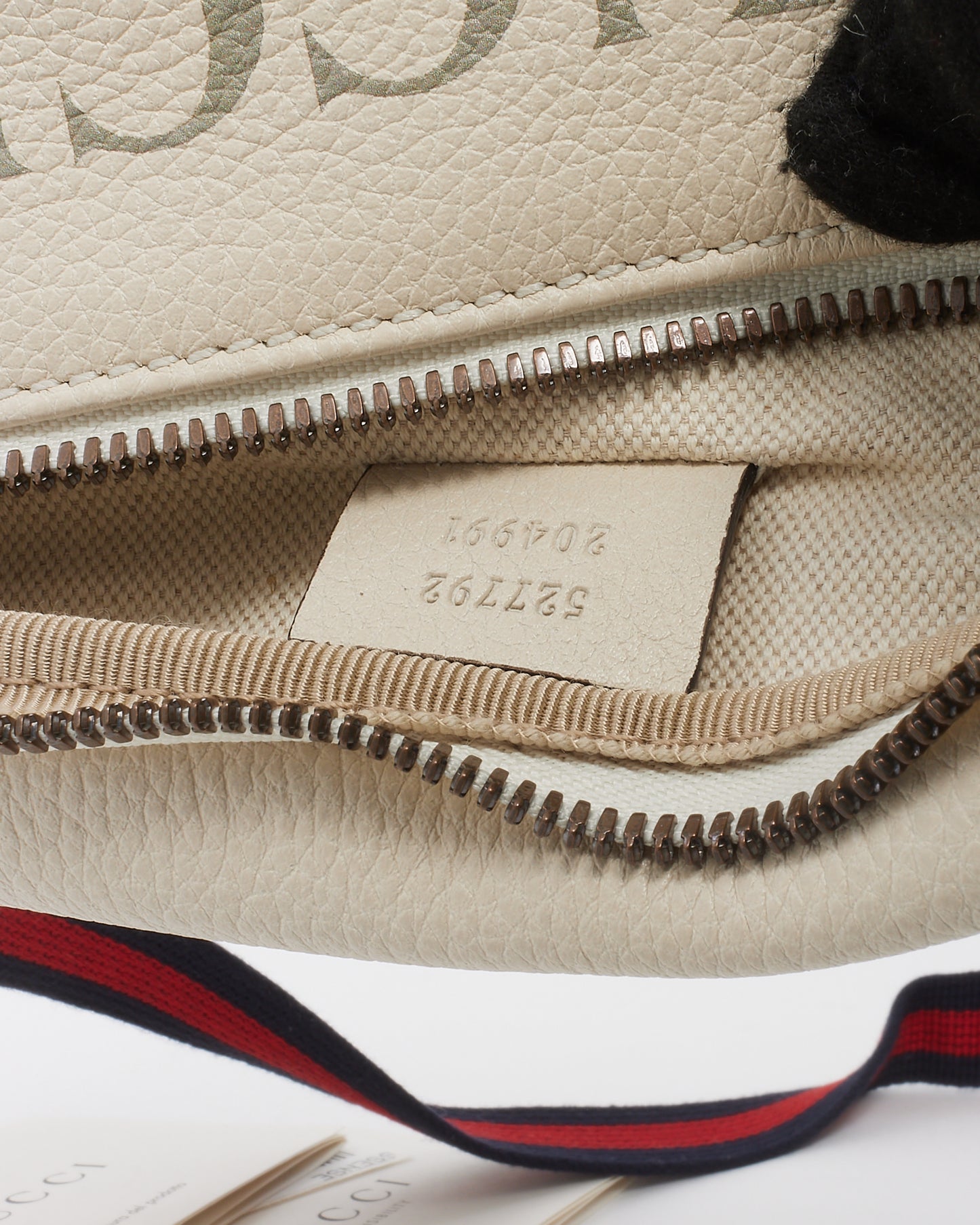 Gucci White Leather Web Logo Small Belt Bag