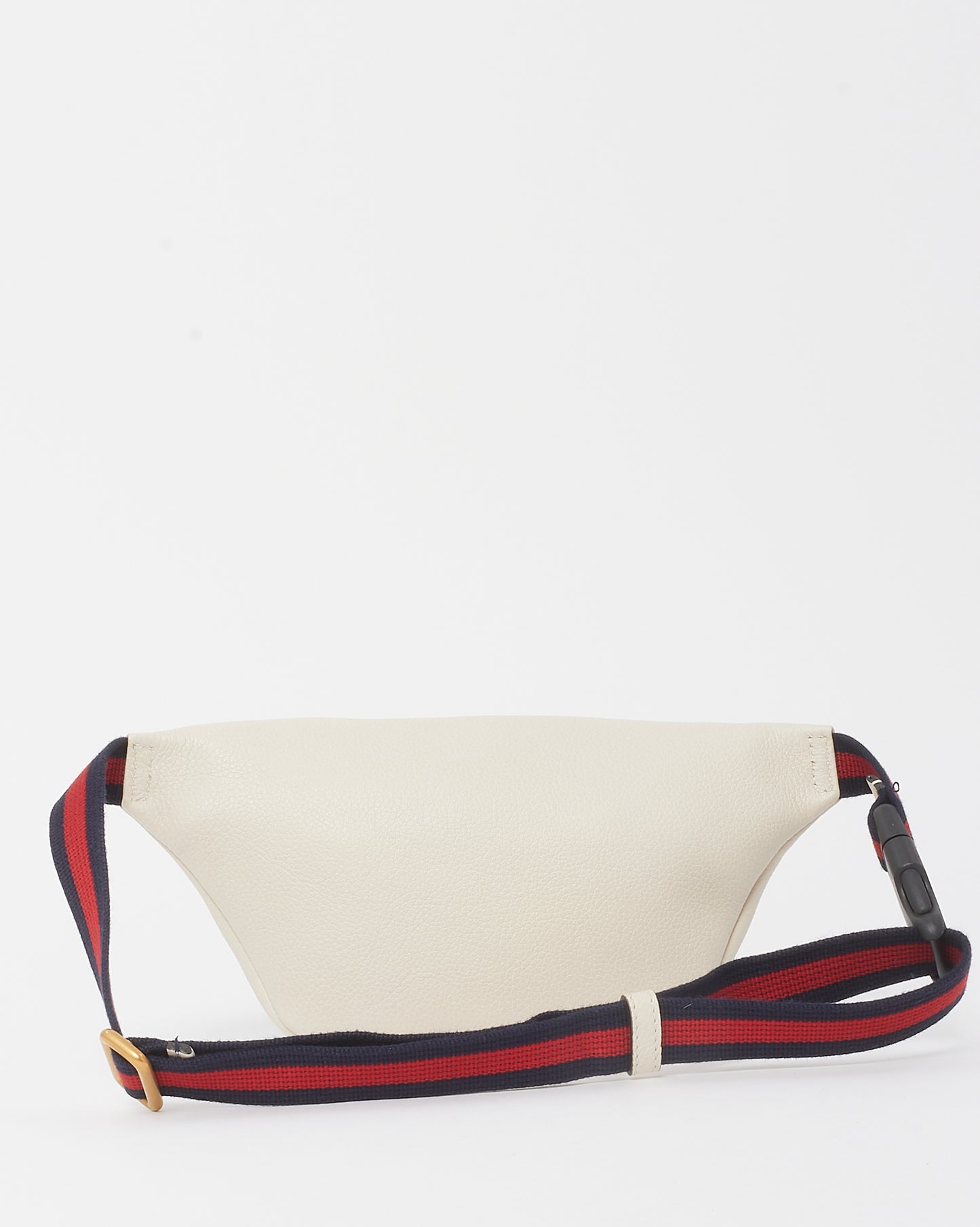 Gucci White Leather Web Logo Small Belt Bag
