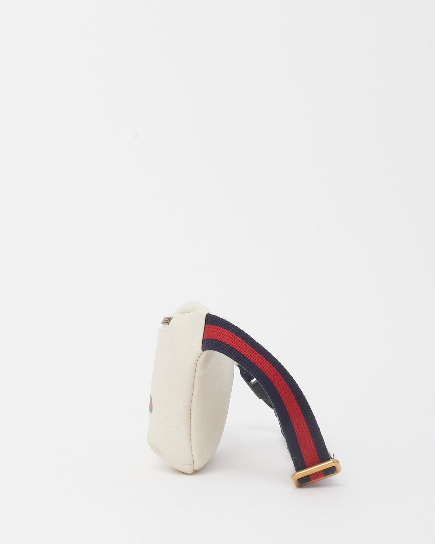 Gucci White Leather Web Logo Small Belt Bag