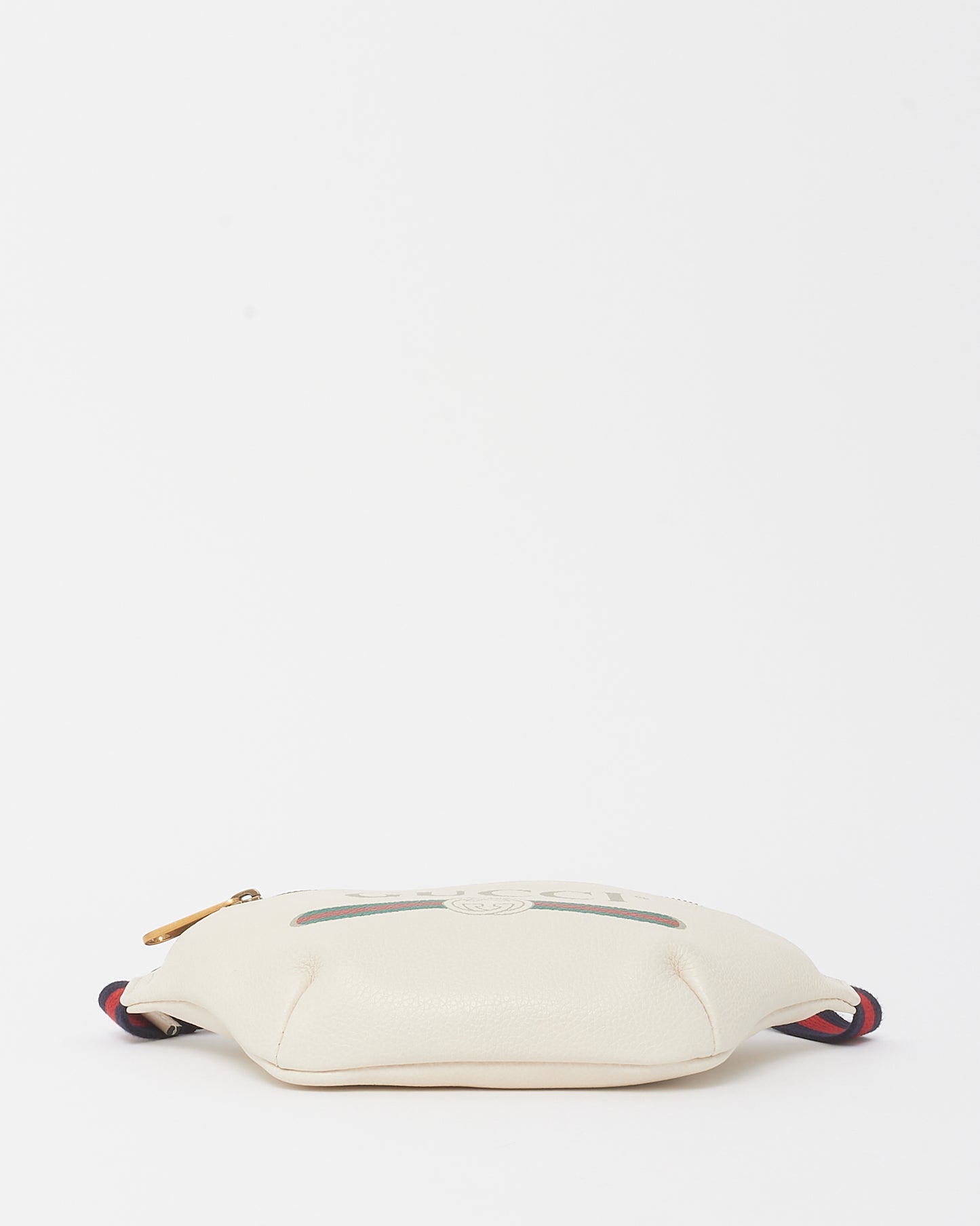 Gucci White Leather Web Logo Small Belt Bag