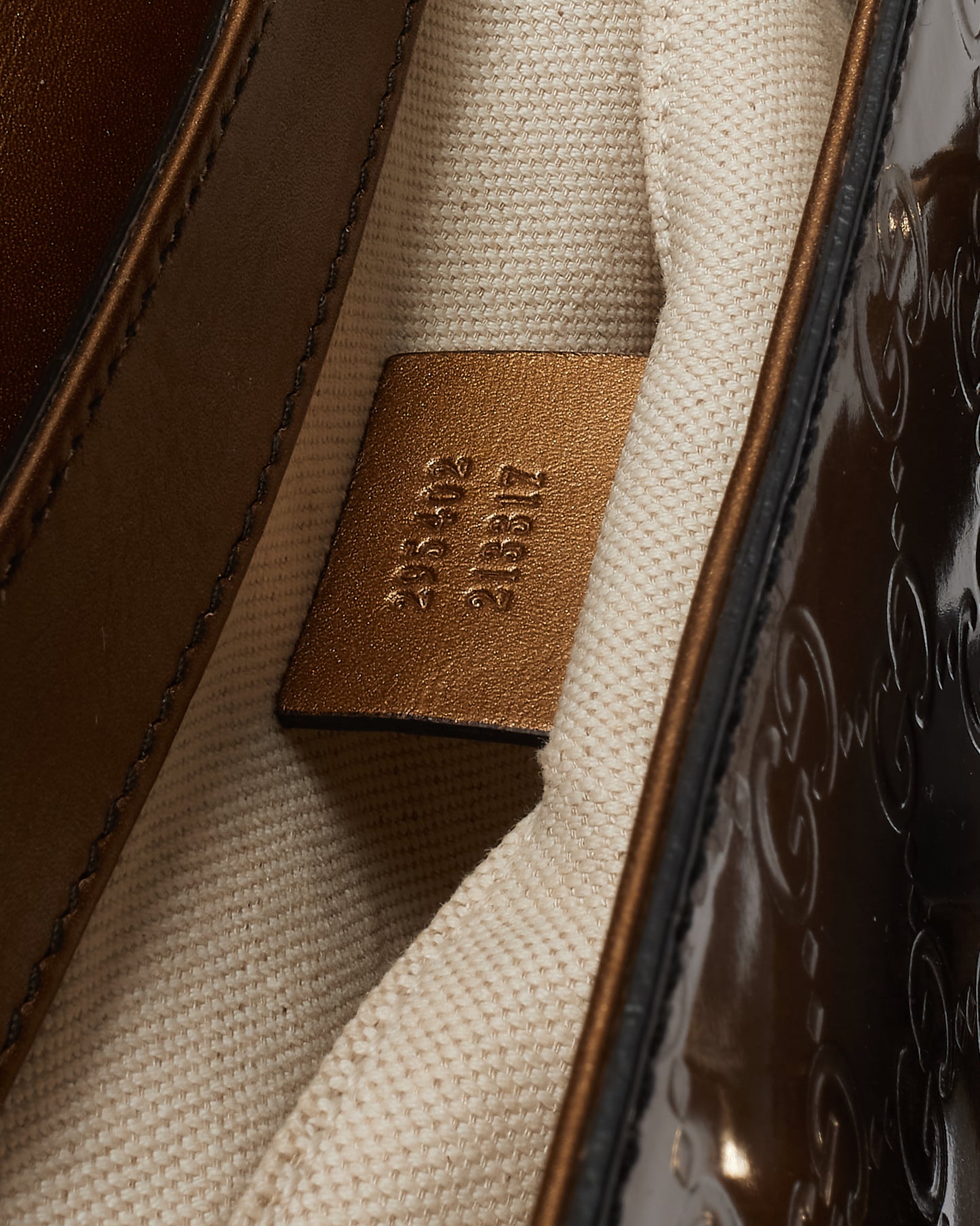 Gucci Iridescent Brown Monogram Signature GG Patent Leather Medium Emily Shoulder Bag