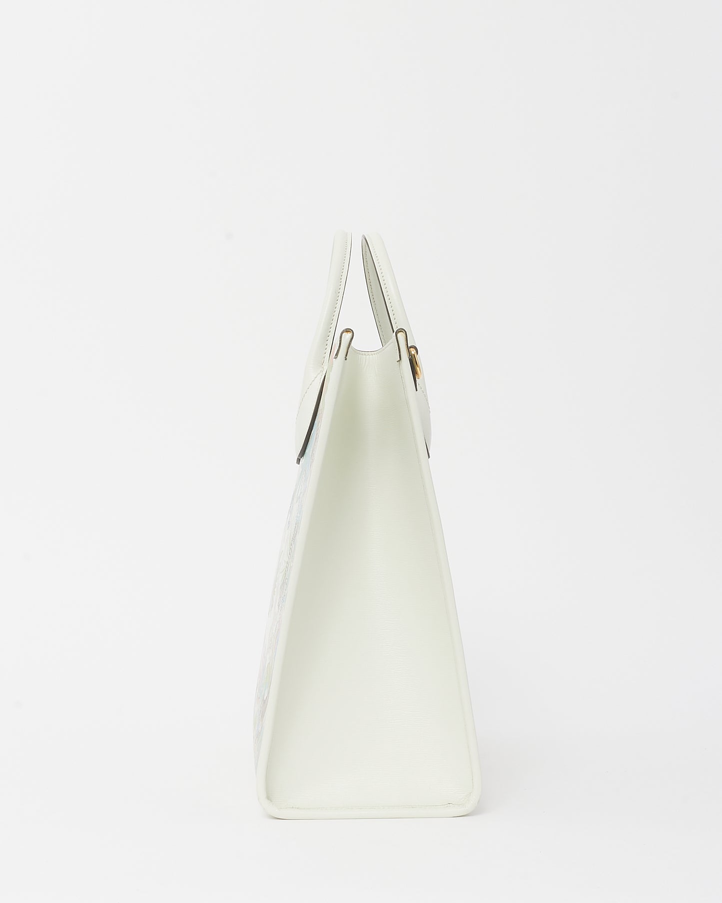 Gucci White/Blue/Multi Coated Canvas Medium Tiger Tote with Strap