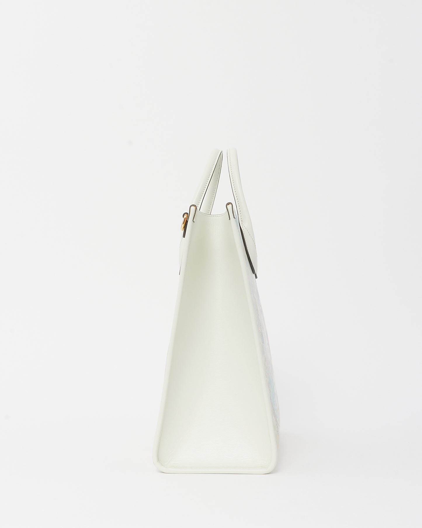 Gucci White/Blue/Multi Coated Canvas Medium Tiger Tote with Strap