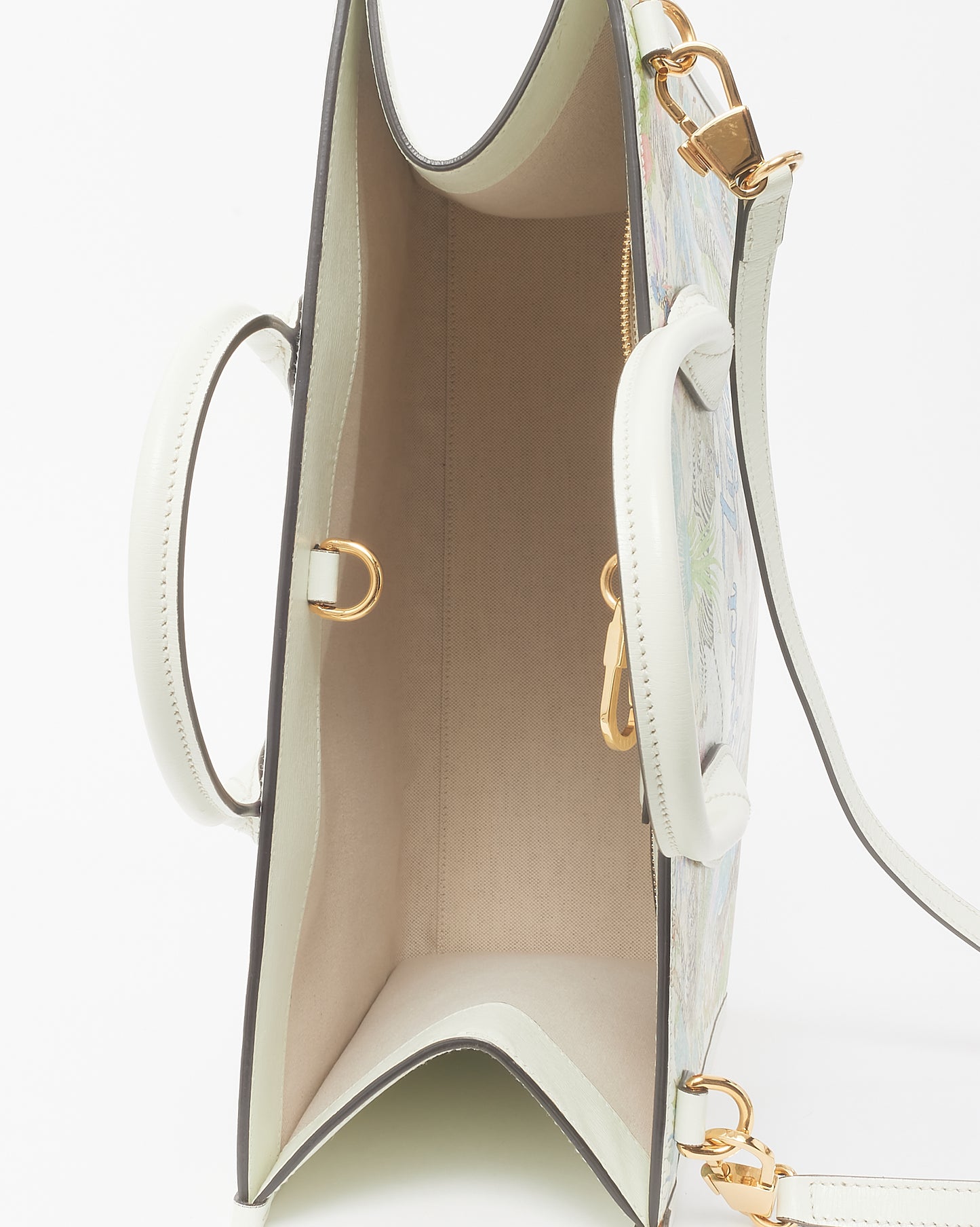 Gucci White/Blue/Multi Coated Canvas Medium Tiger Tote with Strap