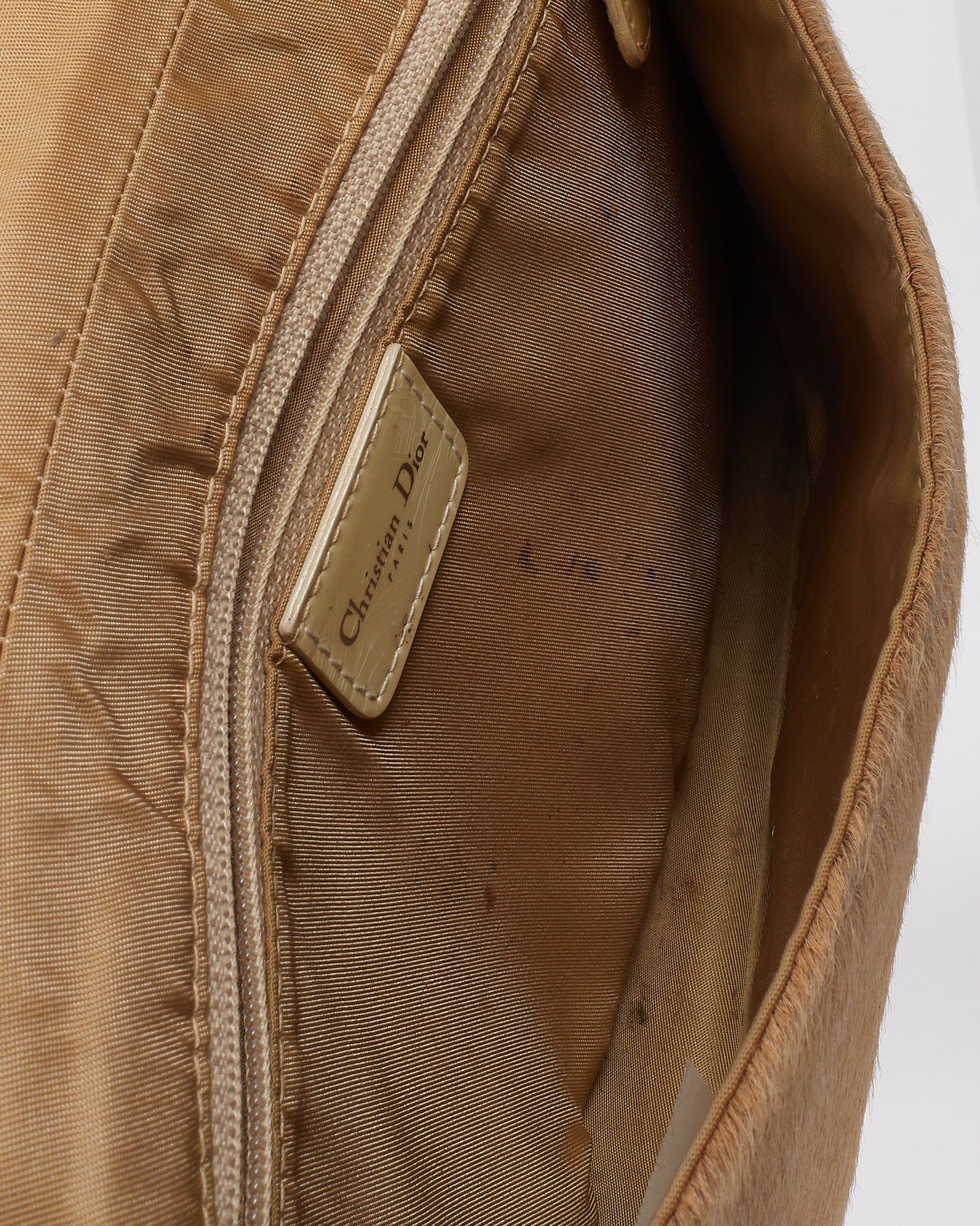 Dior Vintage Cream Pony Hair Fur Malice Chain Shoulder Bag