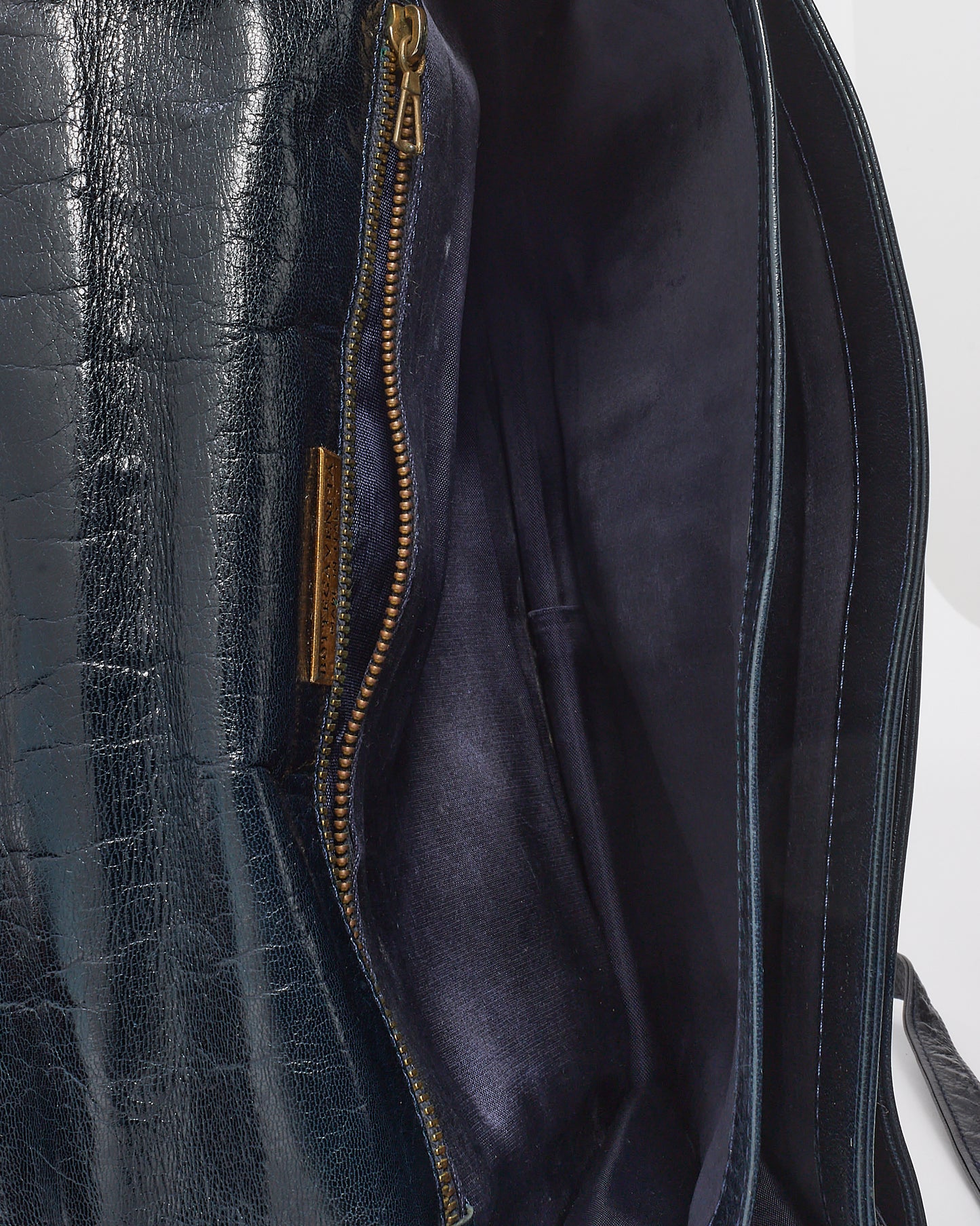 Bottega Veneta Vintage Black Glazed Calfskin Flap Crossbody Bag