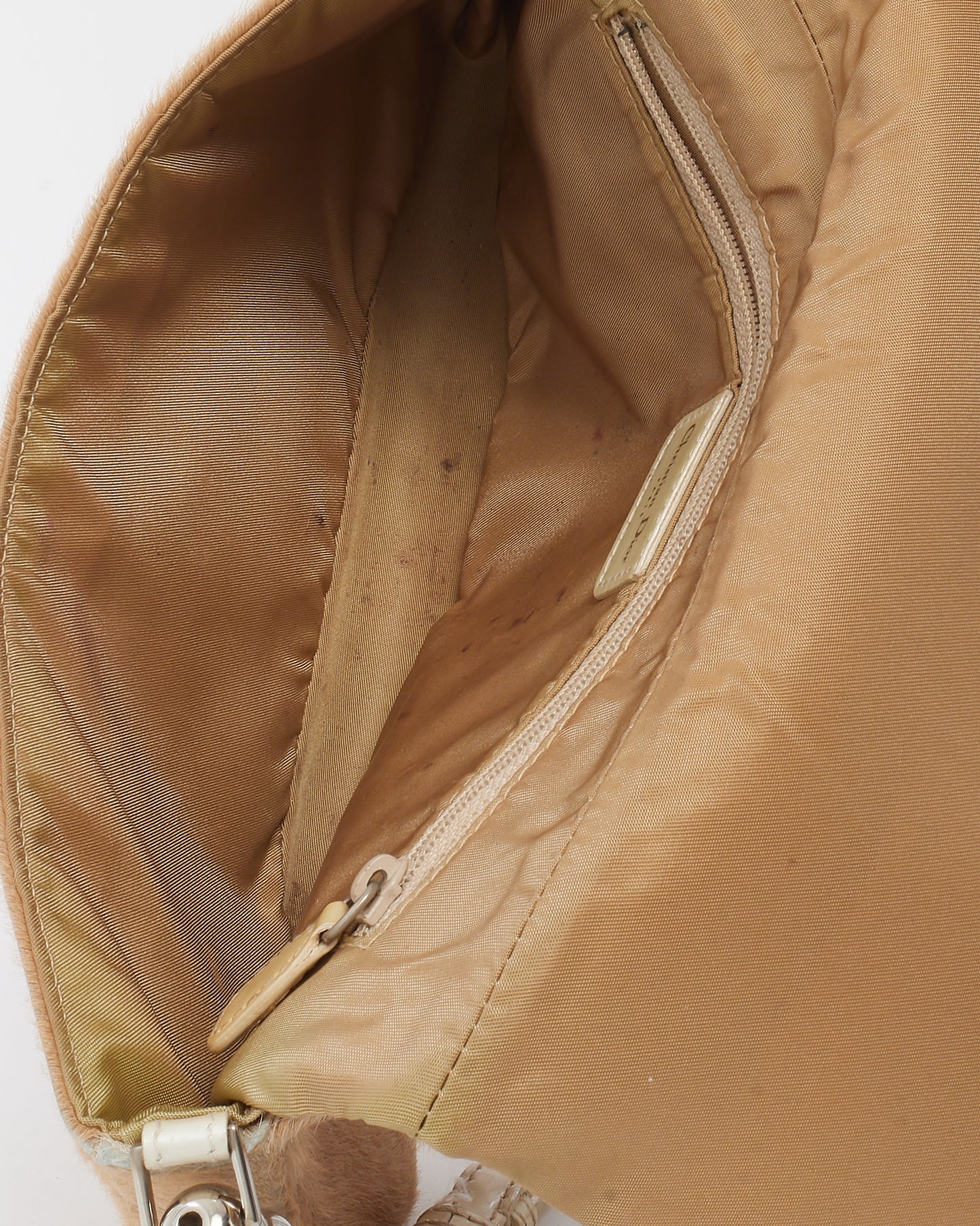 Dior Vintage Cream Pony Hair Fur Malice Chain Shoulder Bag