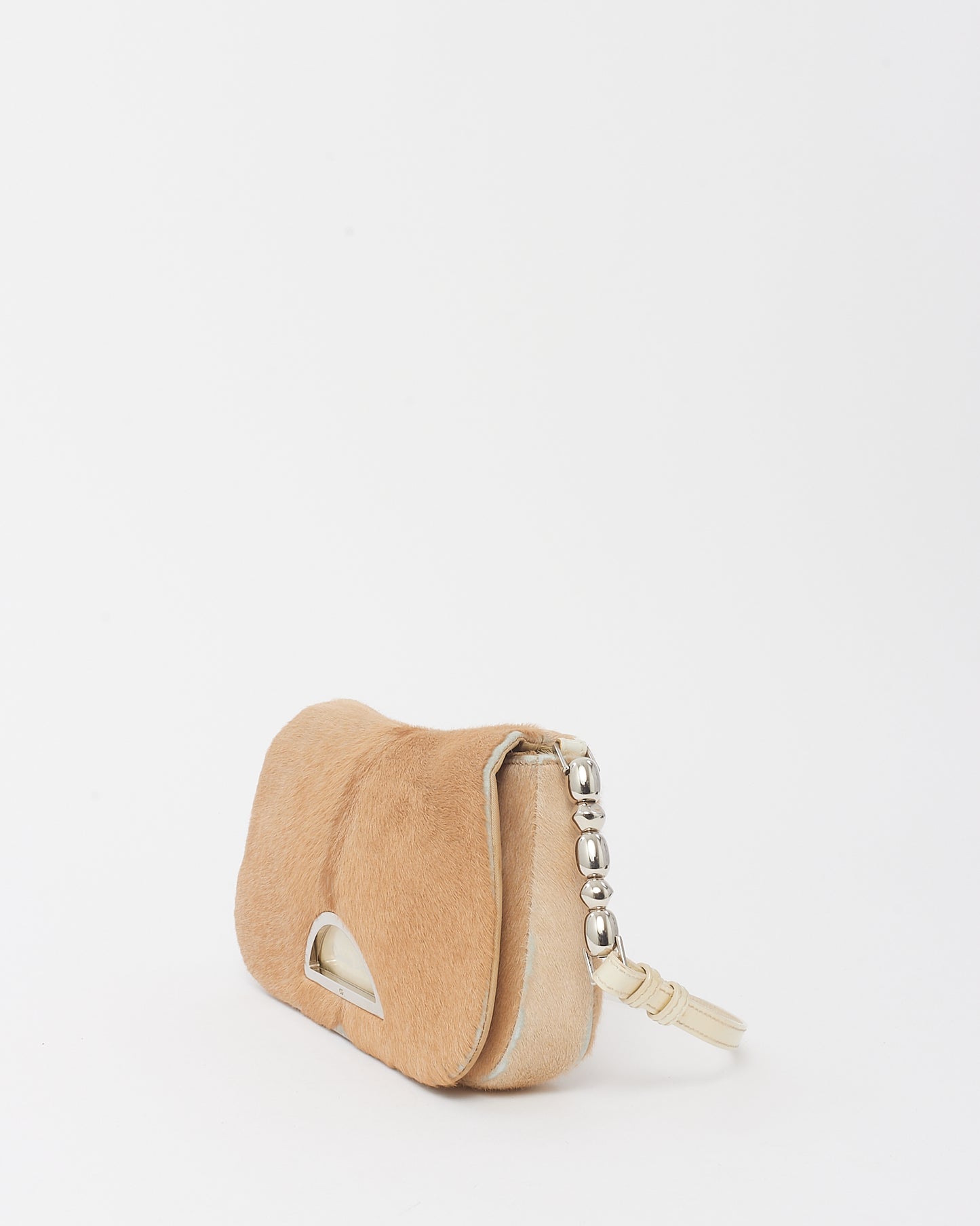 Dior Vintage Cream Pony Hair Fur Malice Chain Shoulder Bag