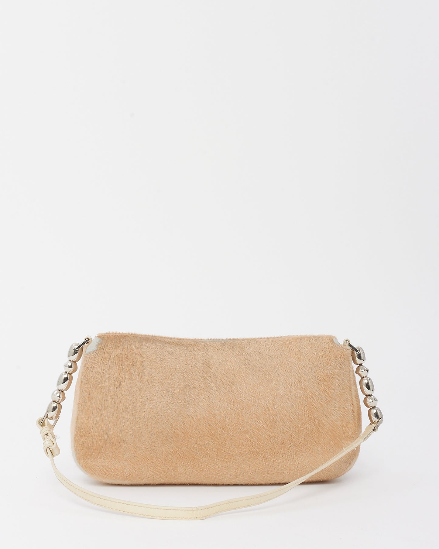 Dior Vintage Cream Pony Hair Fur Malice Chain Shoulder Bag