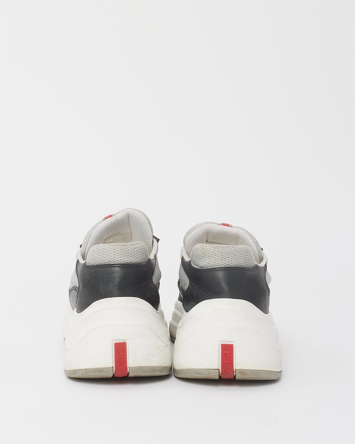 Prada Black Leather and Grey Fabric America's Cup Biker Sneakers - 39