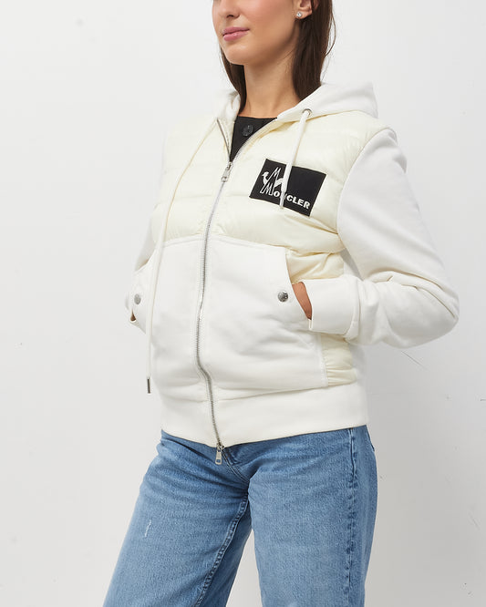 Moncler Men's White Nylon Padded Maglia Zip Up Cardigan Jacket - S