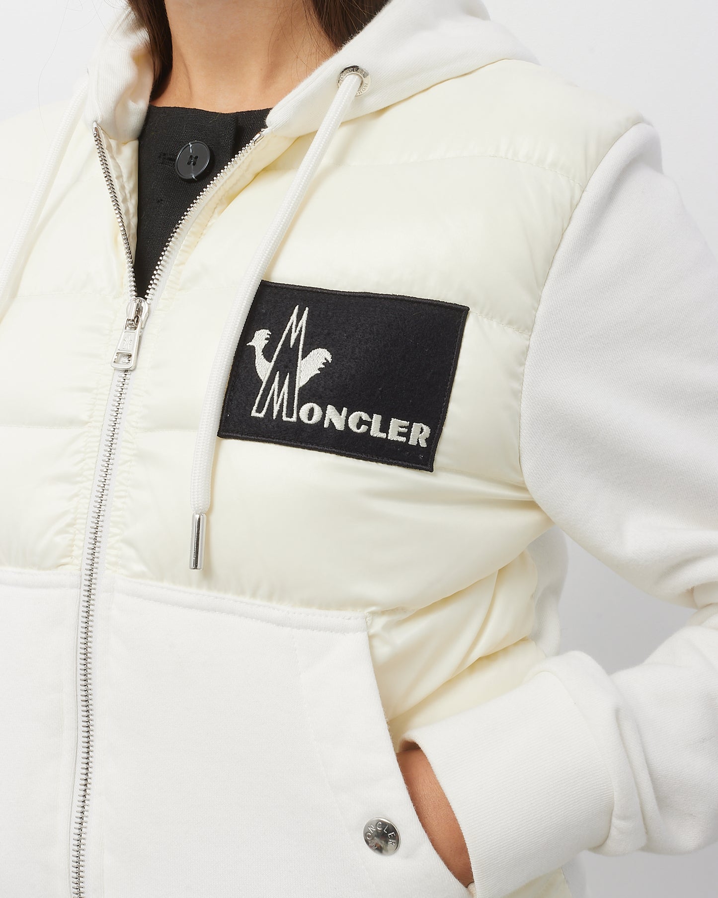 Moncler Men's White Nylon Padded Maglia Zip Up Cardigan Jacket - S