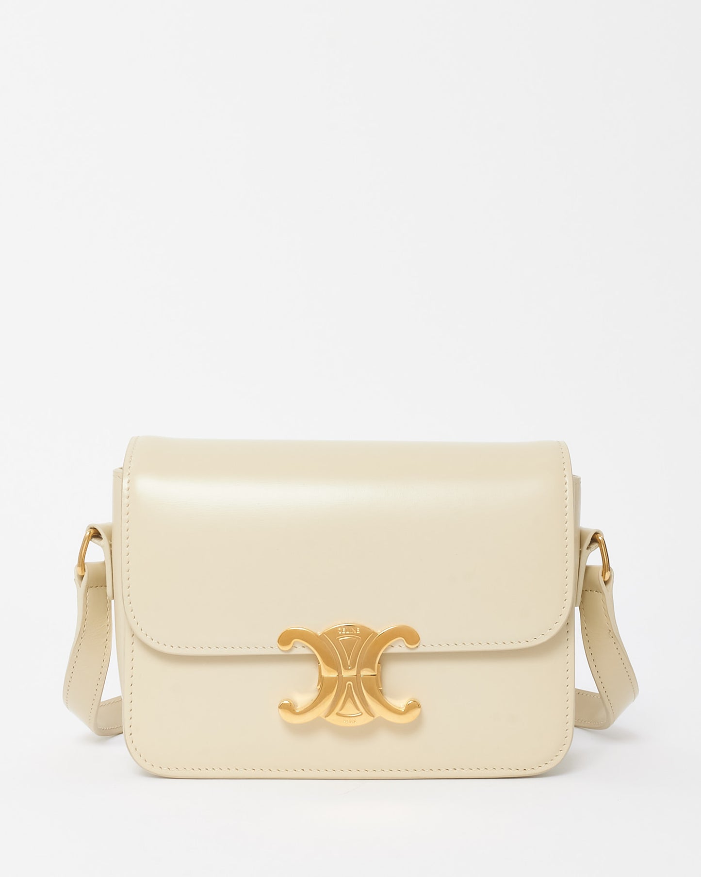 Celine Beige Smooth Leather Teen Triomphe Crossbody Bag GHW