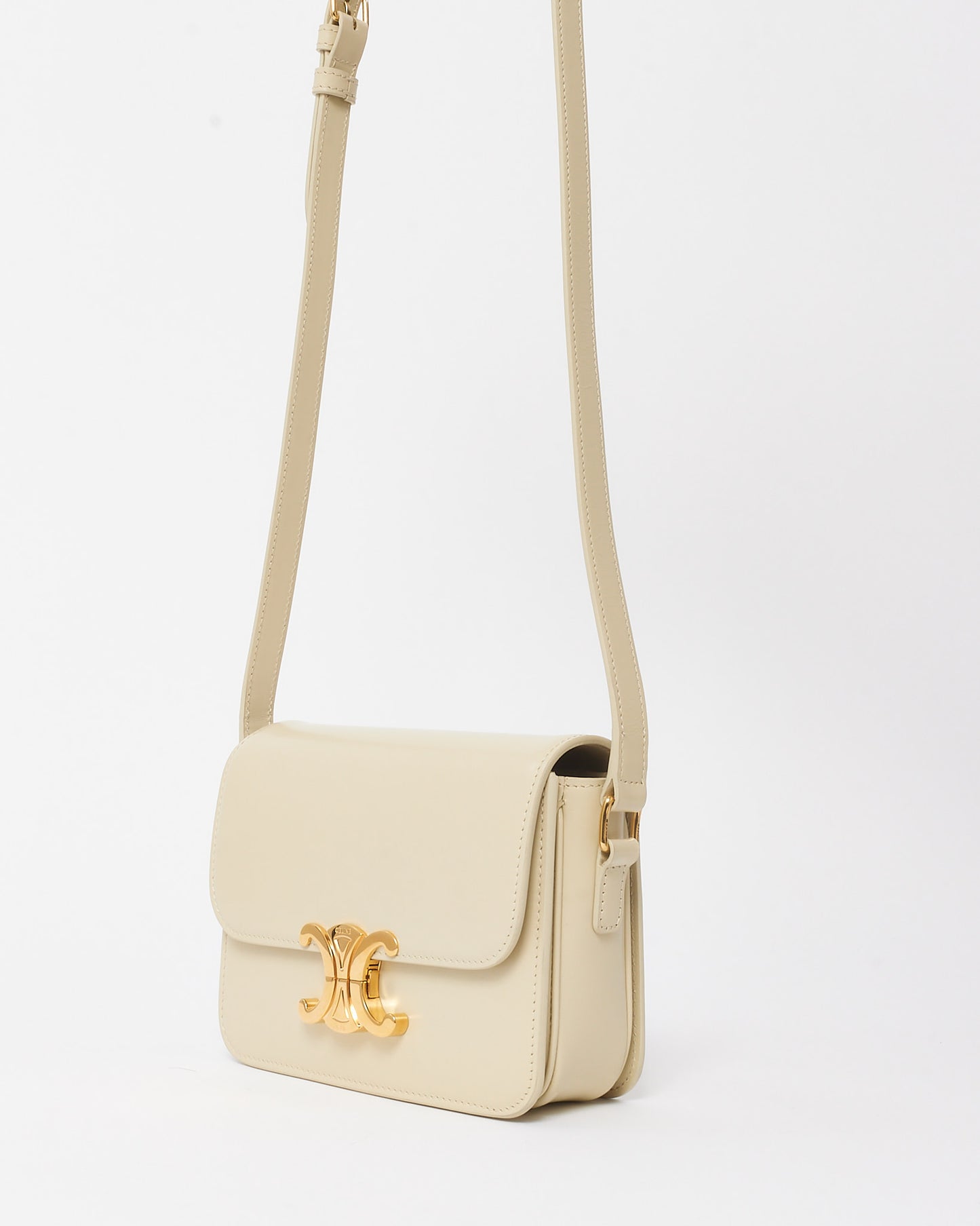 Celine Beige Smooth Leather Teen Triomphe Crossbody Bag GHW