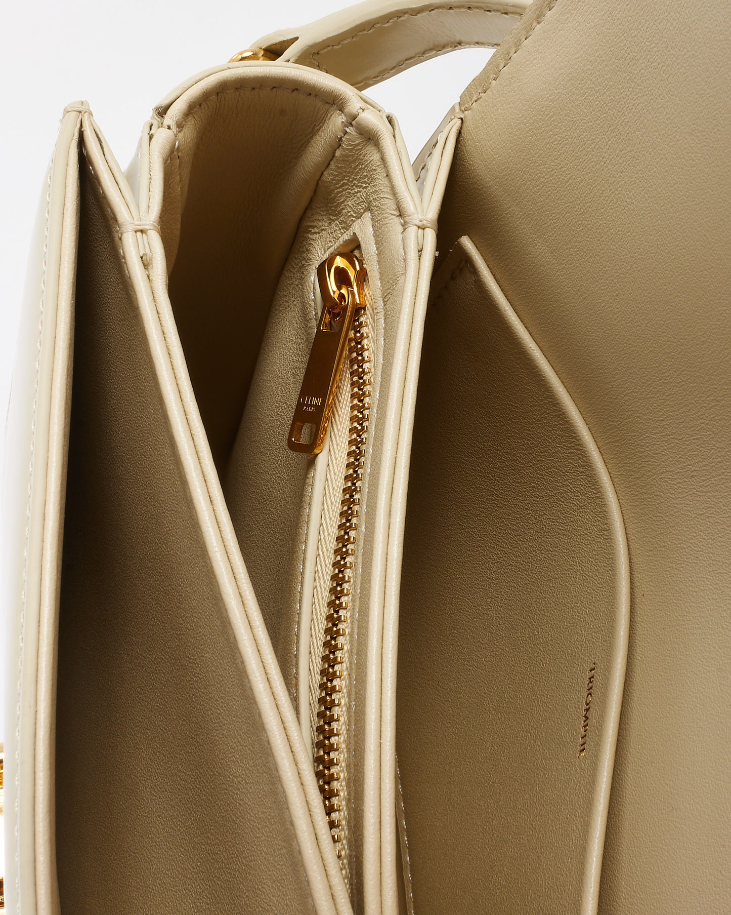 Celine Beige Smooth Leather Teen Triomphe Crossbody Bag GHW