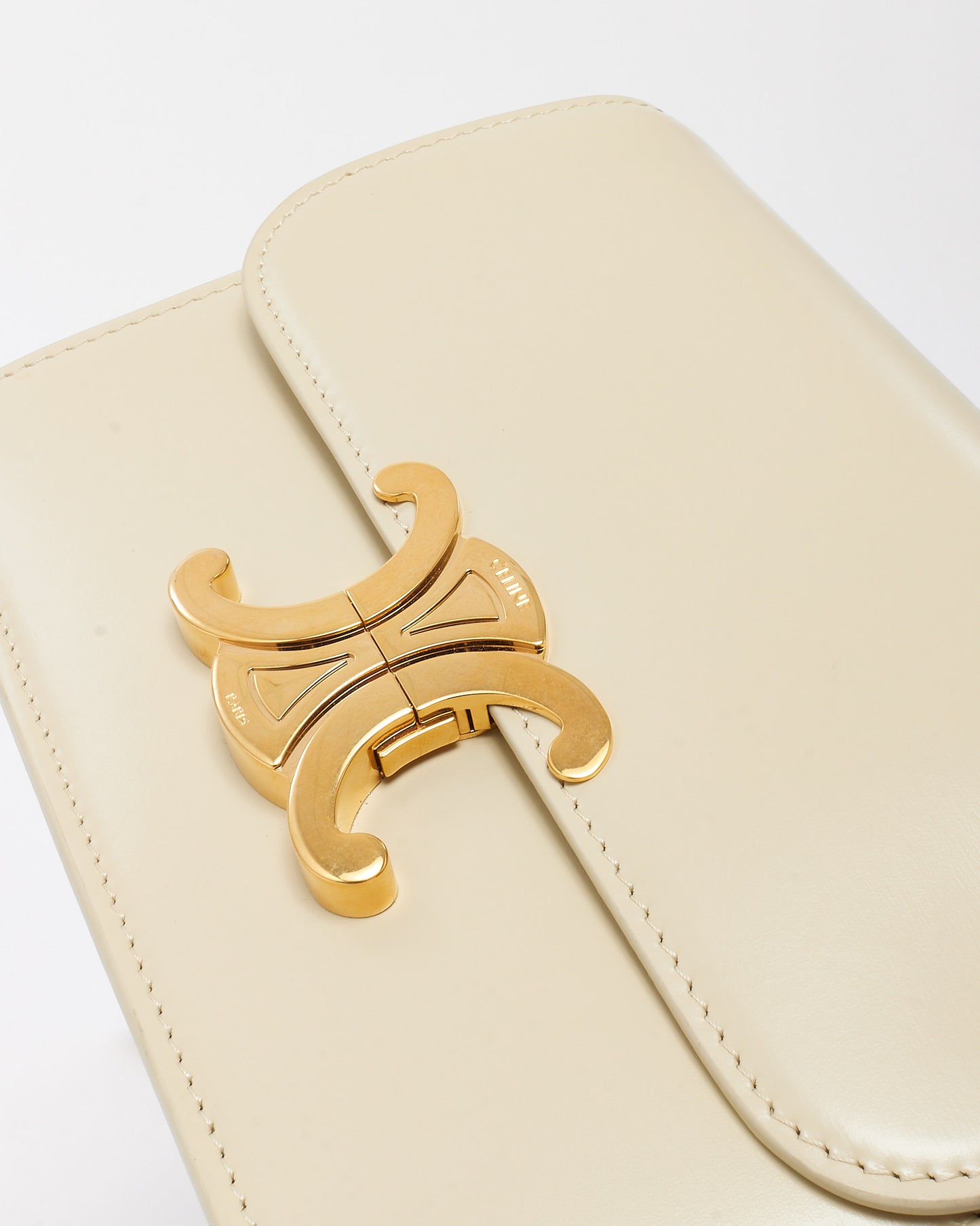 Celine Beige Smooth Leather Teen Triomphe Crossbody Bag GHW