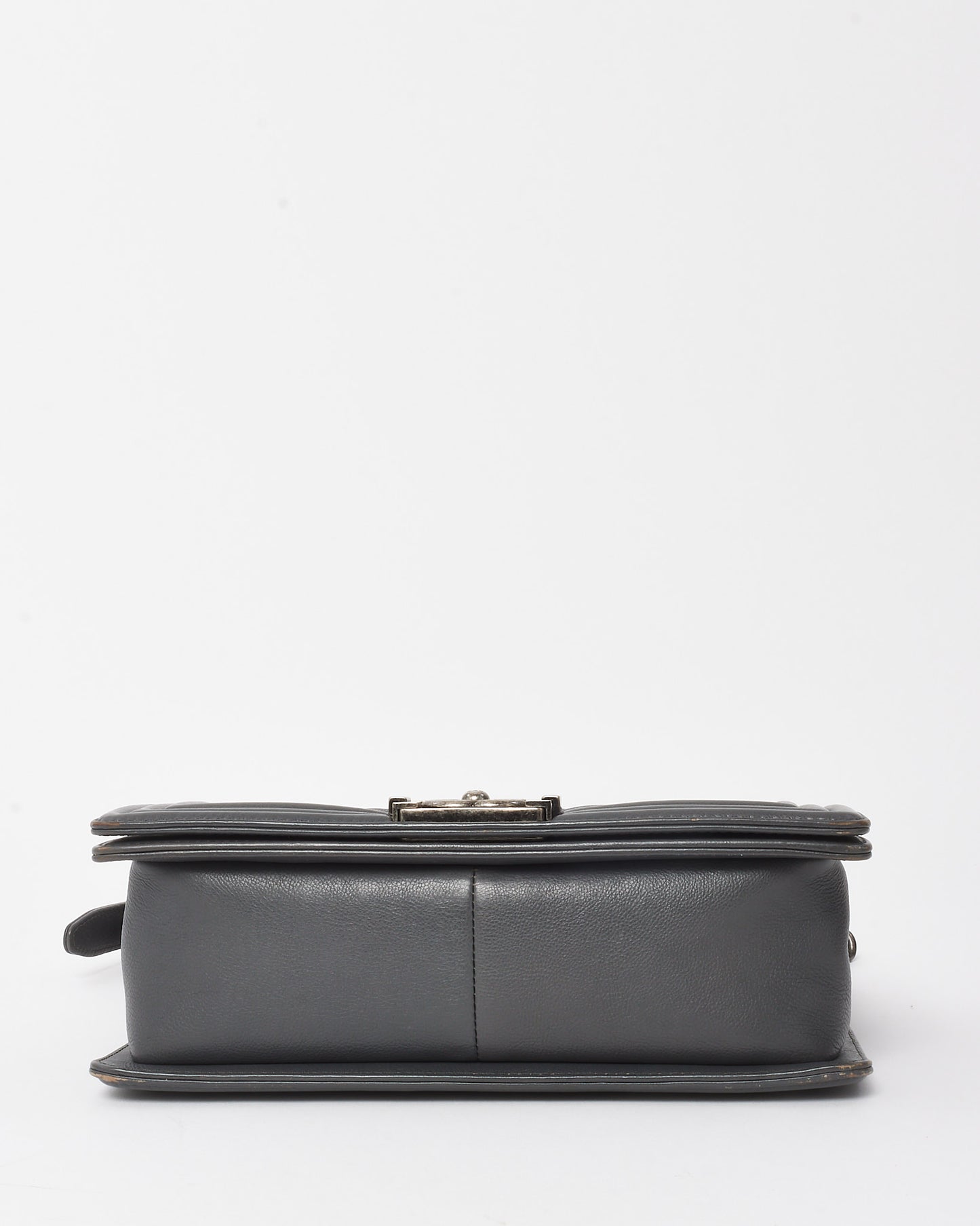 Chanel Dark Grey Quilted Caviar Leather Old Medium Boy Bag