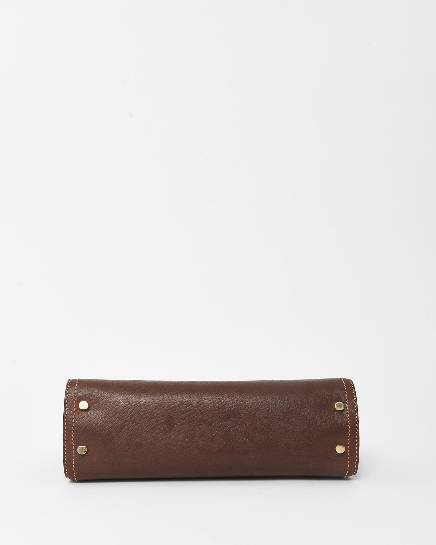 Gucci Vintage Brown Leather Bamboo Detail Top Handle Bag