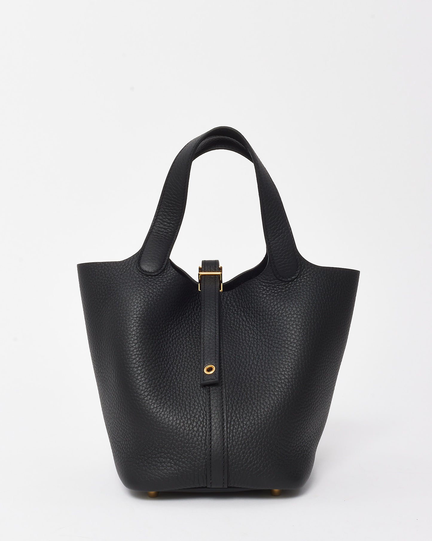 Hermès Black Clemence Leather Picotin 18 Bag GHW