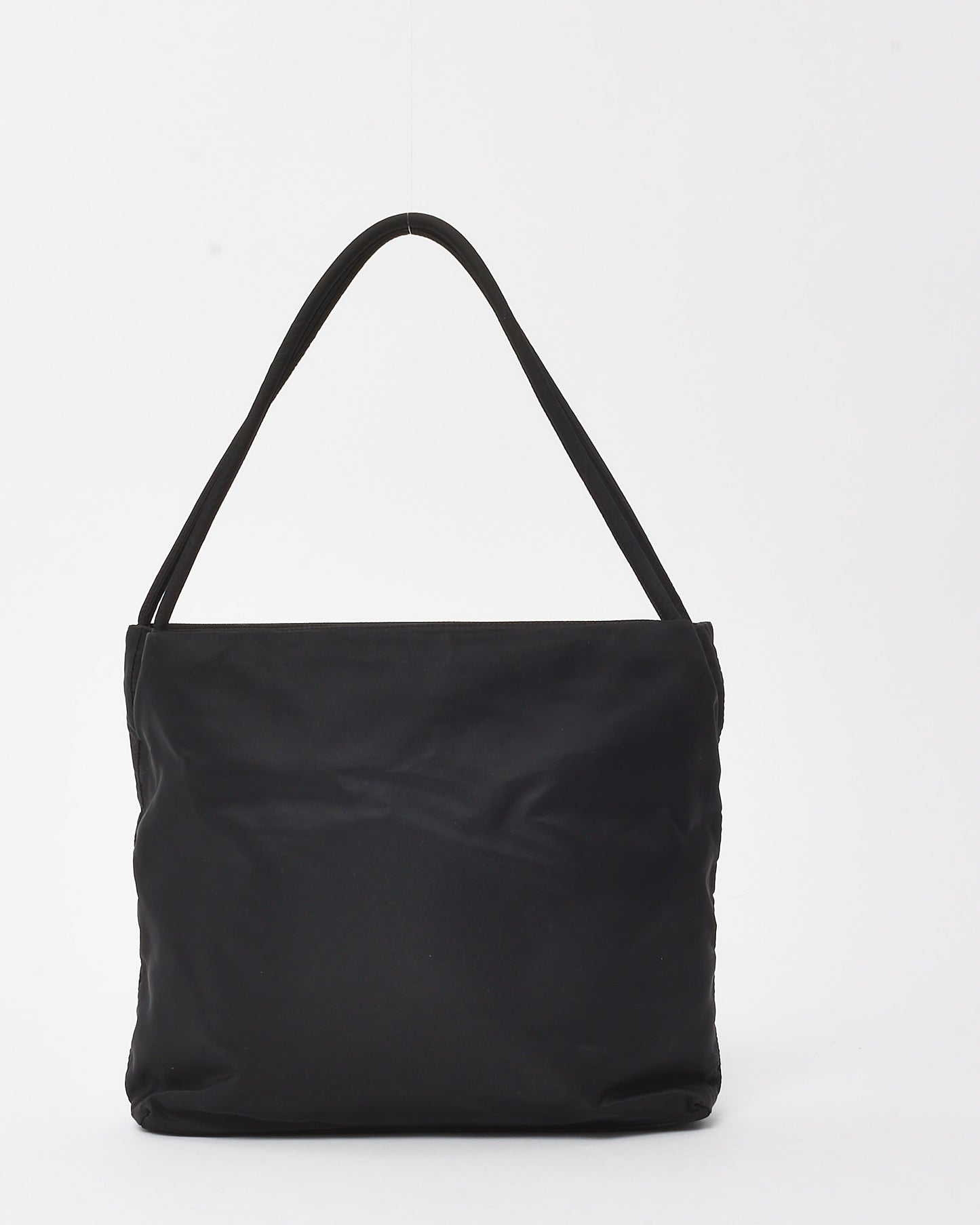 Prada Black Tessuto Nylon Logo Double Strap Shoulder Bag