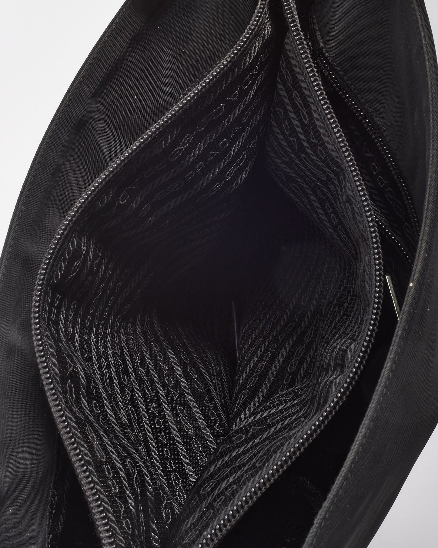 Prada Black Tessuto Nylon Logo Double Strap Shoulder Bag