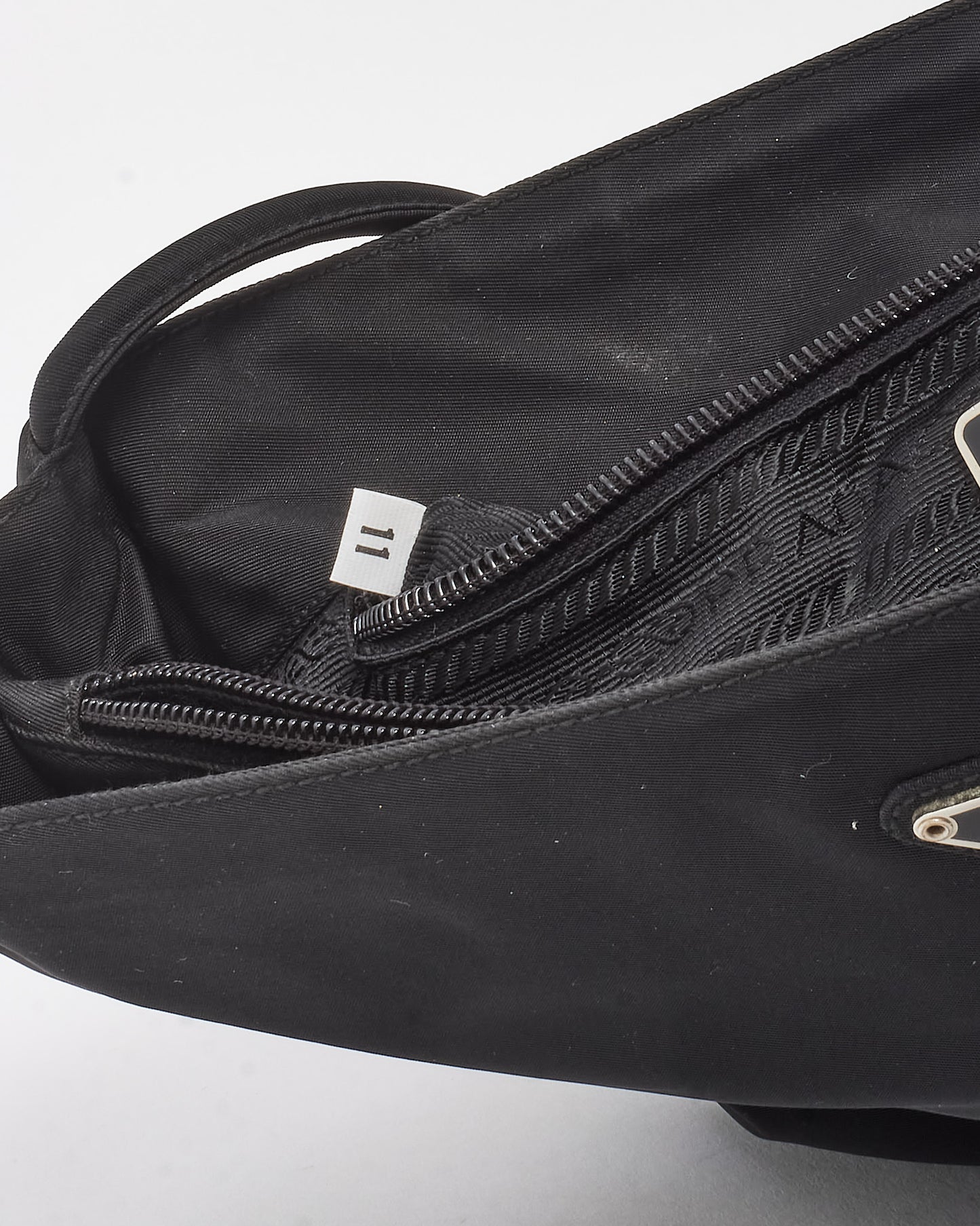 Prada Black Tessuto Nylon Logo Double Strap Shoulder Bag