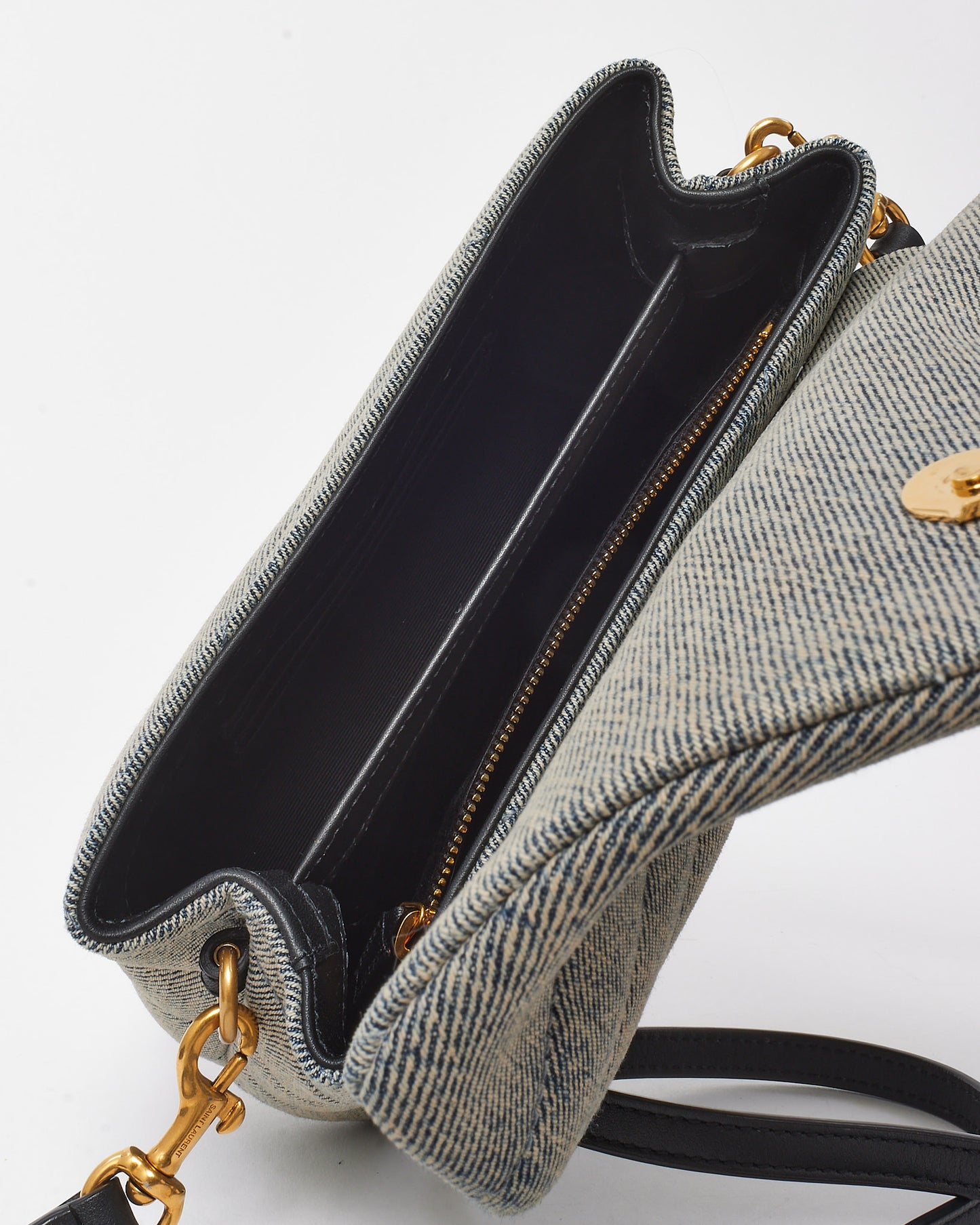 Saint Laurent Light Azure Blue Denim Toy LouLou Crossbody Bag GHW